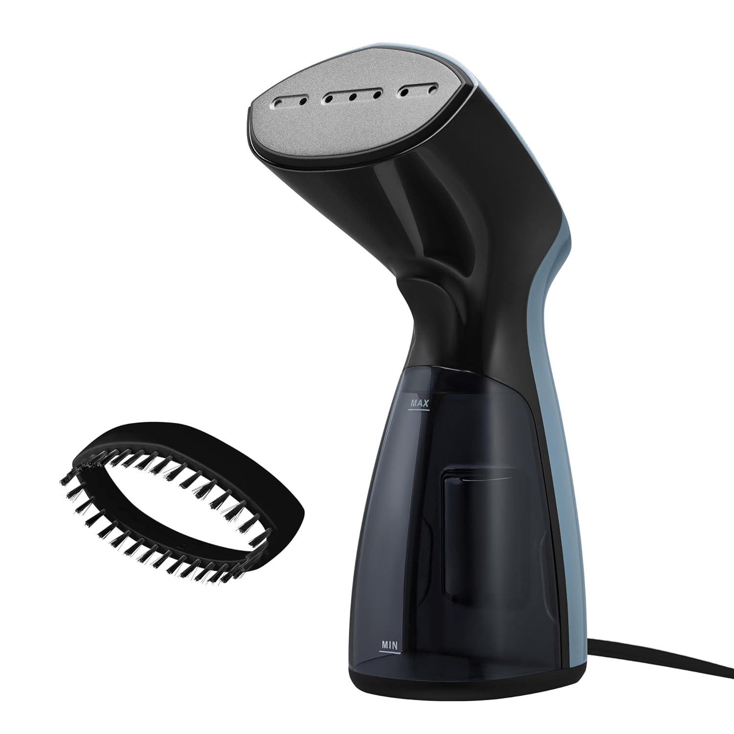 Sunbeam 1000W Compact Handheld Steamer for Clothes, Portable, Travel Steamer, Non-Stick Head, 30s Heat Up, 8 Minutes Continuous Steam, 110ml Water Tank, Bristle Brush, Storage Bag, Blue/Black