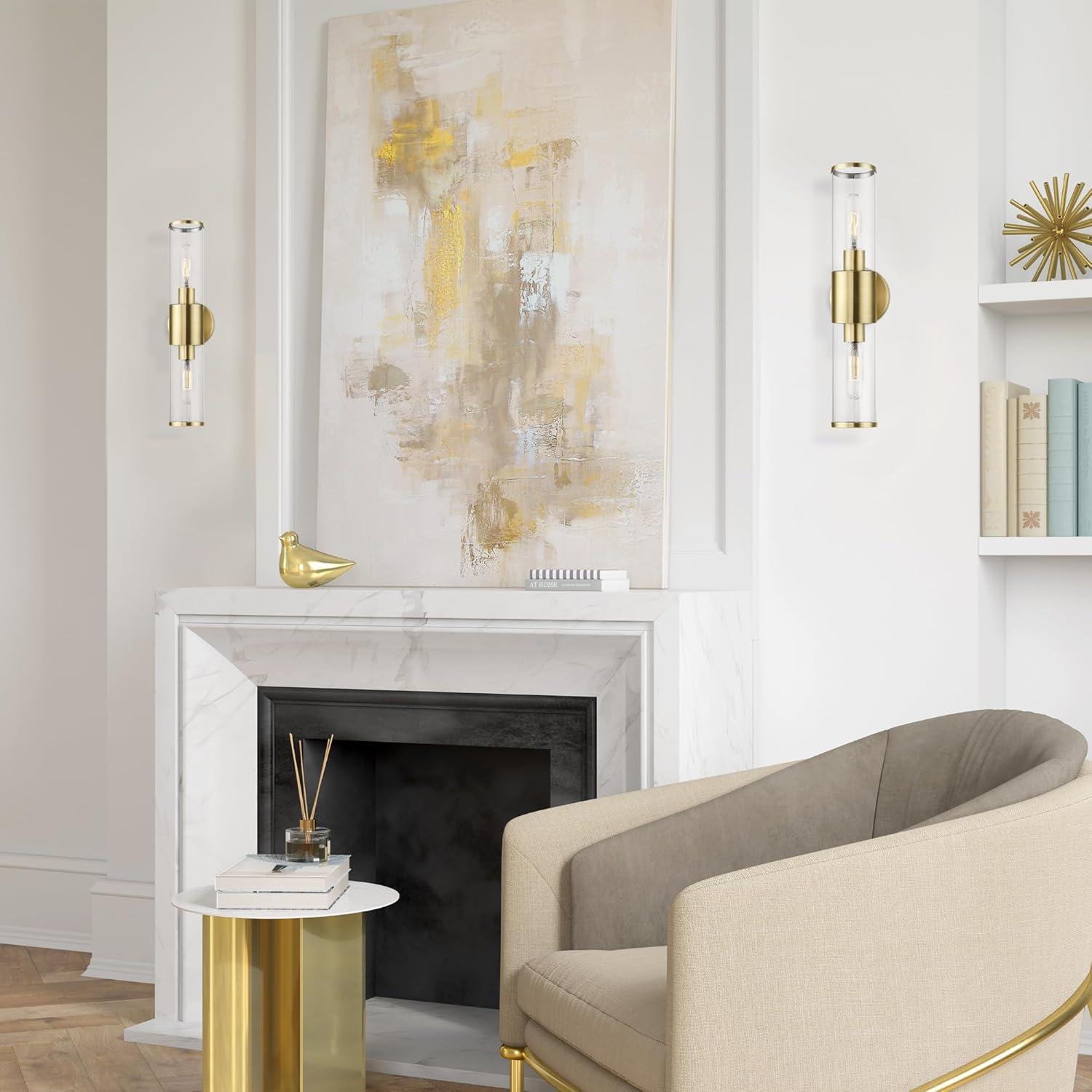 Livex Lighting Banca 2-Light Metal & Glass ADA Vanity Sconce in Antique Brass