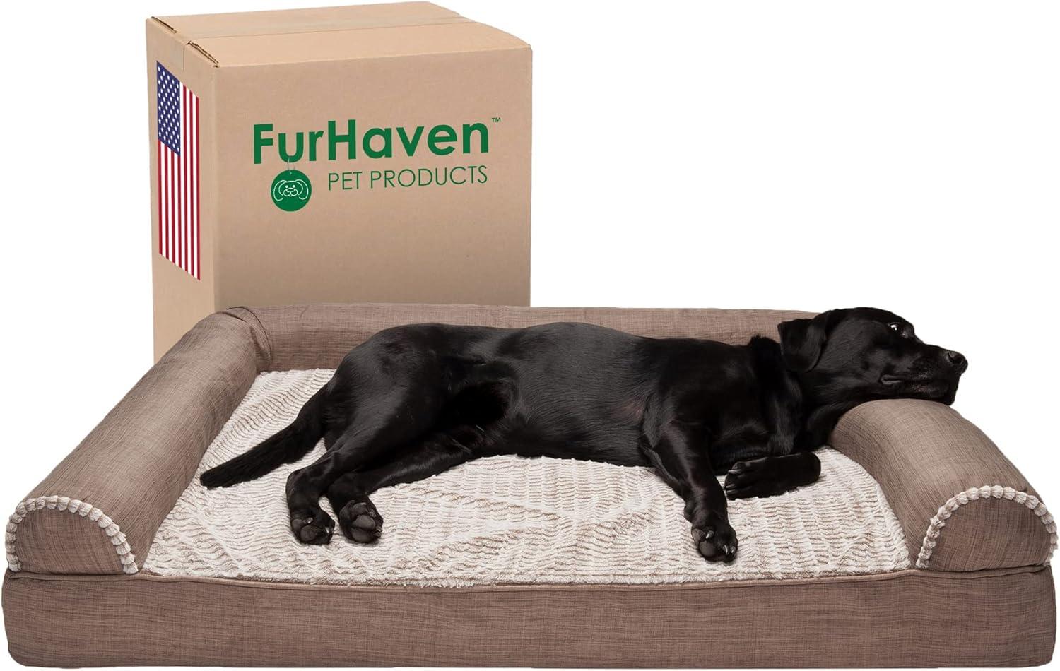 FurHaven Luxe Fur & Performance Linen Sofa Bed
