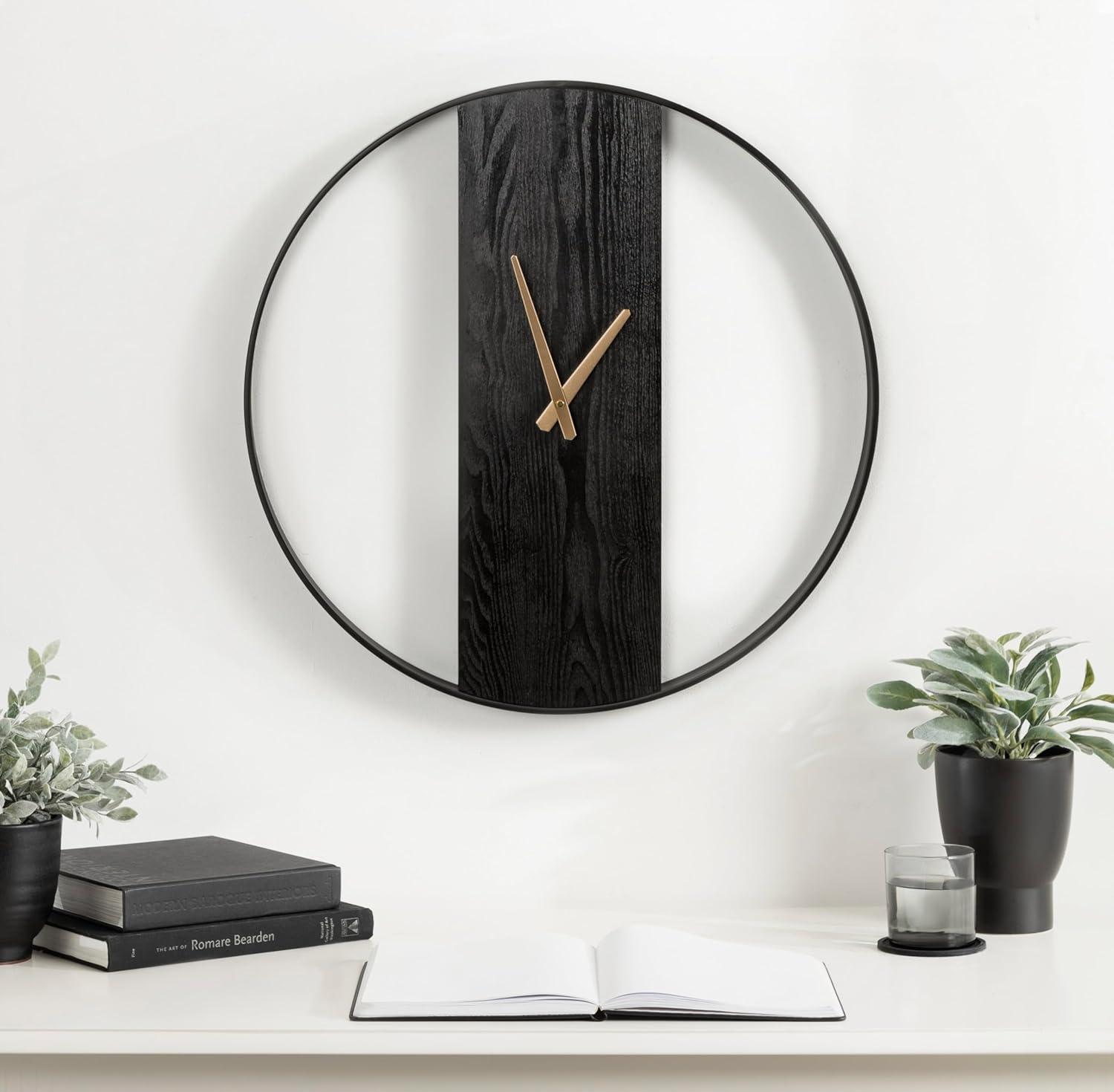 Kate & Laurel All Things Decor 24" Ladd Round Numberless Wall Clock Black