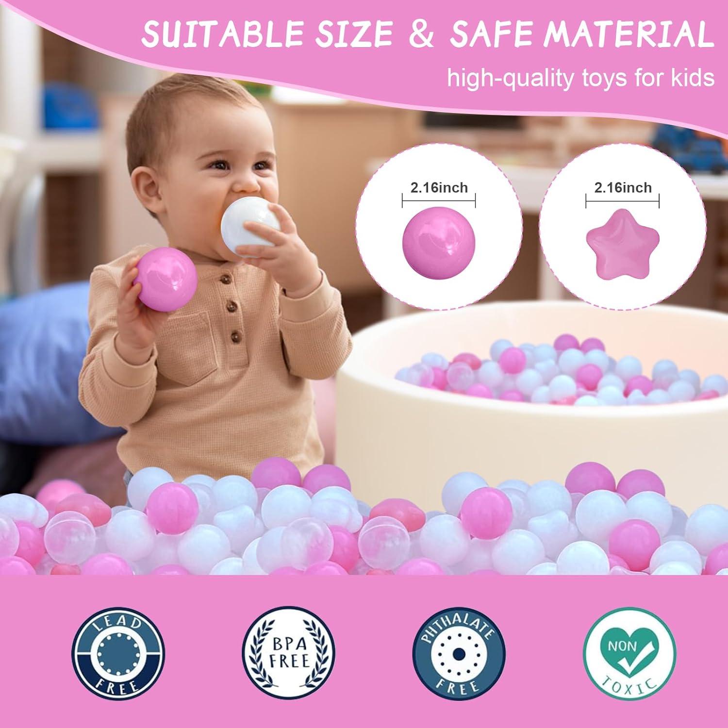 Anvazise 100Pcs Ball Pit Balls Thickened Eco-friendly Smooth Reusable Bite-resistant Hand-on Ability PE Material Macaron Color Pit Balls Kindergarten Toy