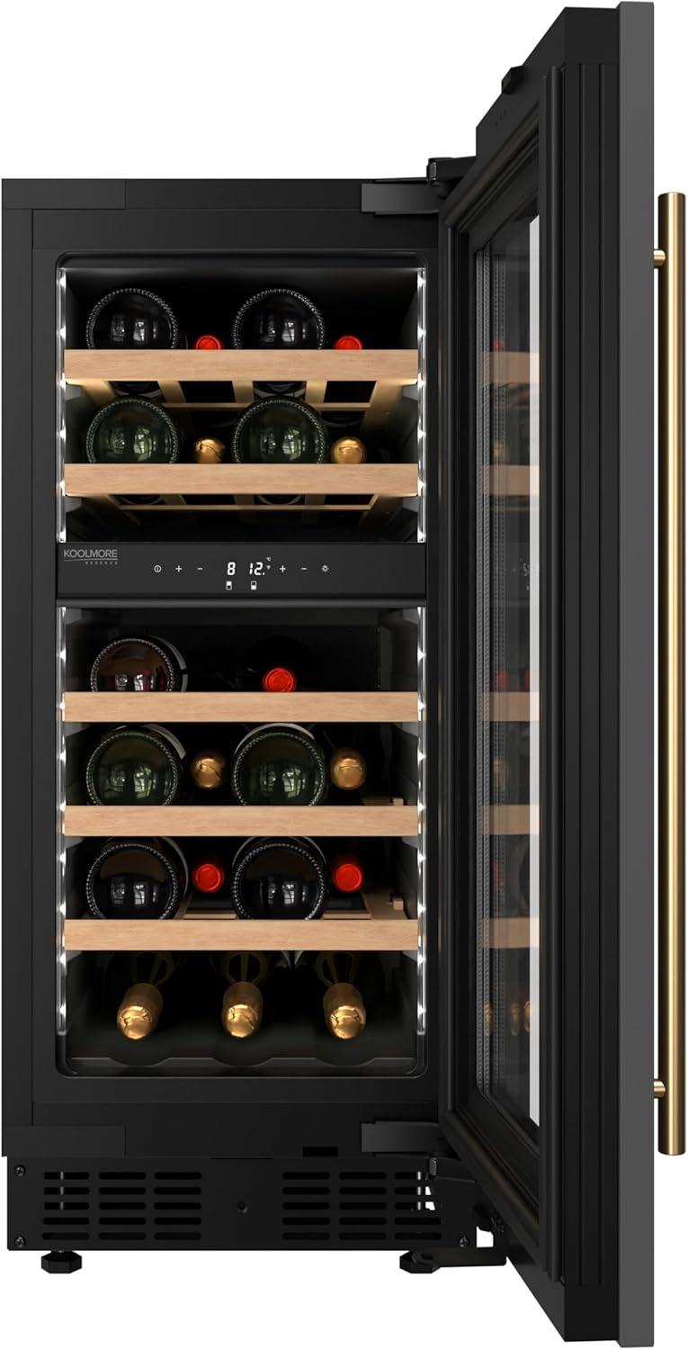 KoolMore KoolMore Reserve 15 in. Under-Counter Panel Ready Dual Zone 23 Bottle Wine Cooler Shelves