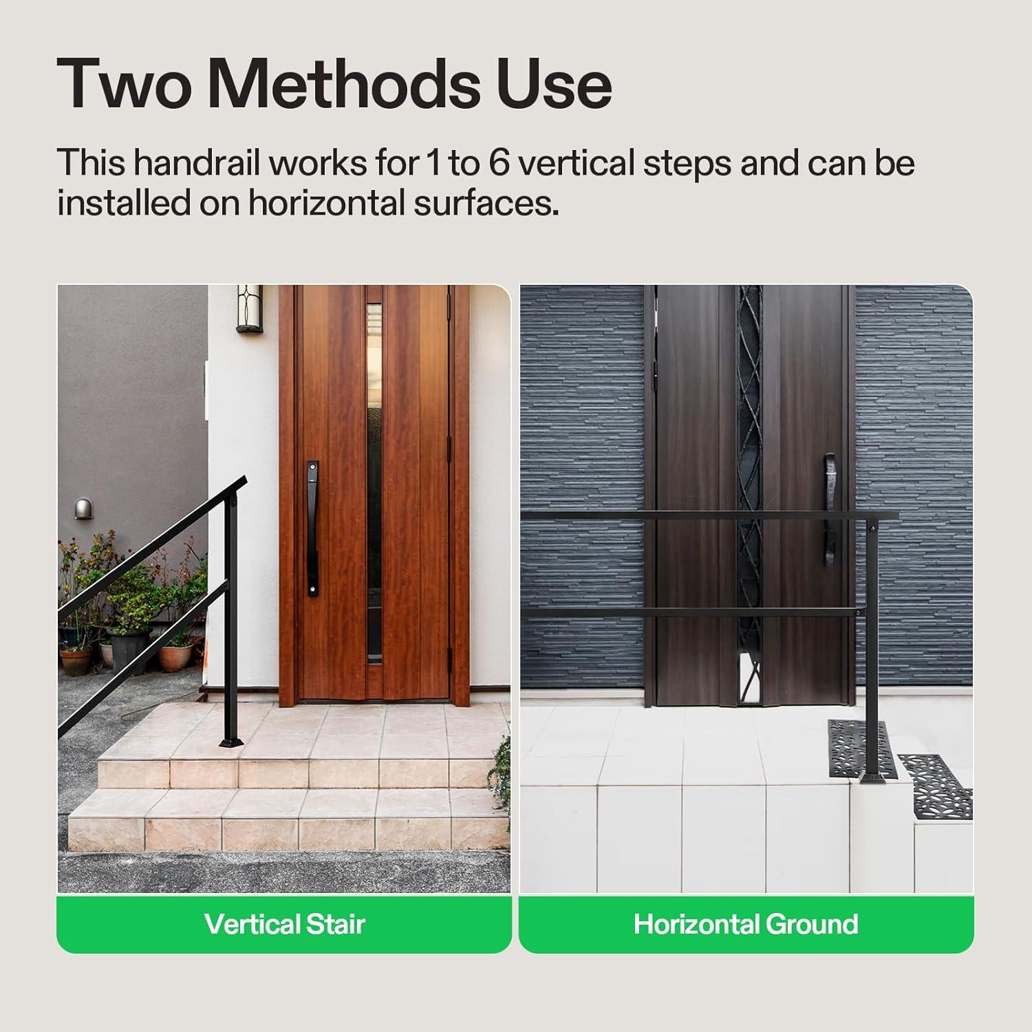 6-Step 36 in. H x 85 in. W Outdoor Black Wrought Mattle Iron Stair Railing Kit