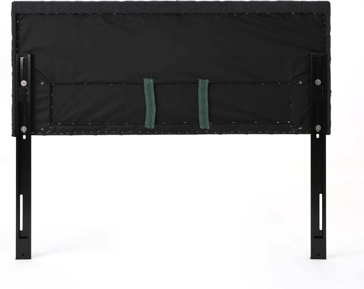 GDFStudio Brunet Contemporary Tufted Adjustable Upholstered Queen Headboard, Dark Charcoal/Fabric
