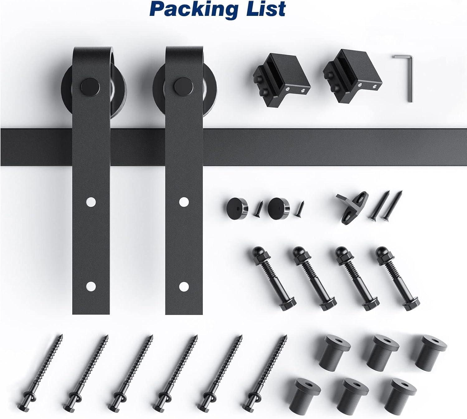 8 FT Black Metal Sliding Barn Door Hardware Track Kit