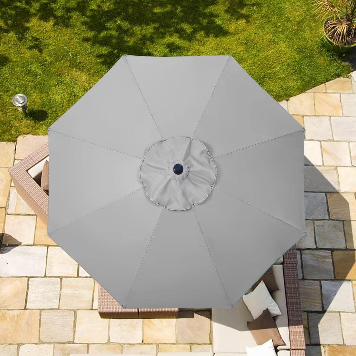 Gray 9FT UV-Resistant Polyester Patio Umbrella Canopy