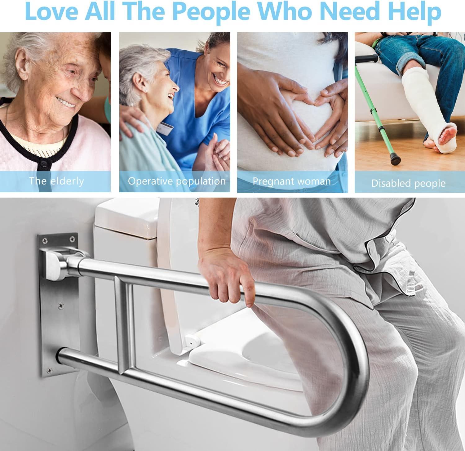 23.6'' Stainless Steel Flip-Up Toilet Safety Grab Bar