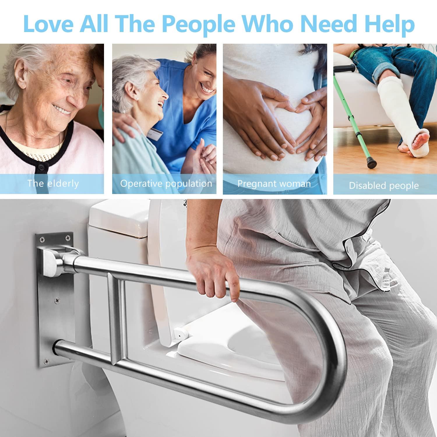 23.6'' Stainless Steel Flip-Up Toilet Safety Grab Bar