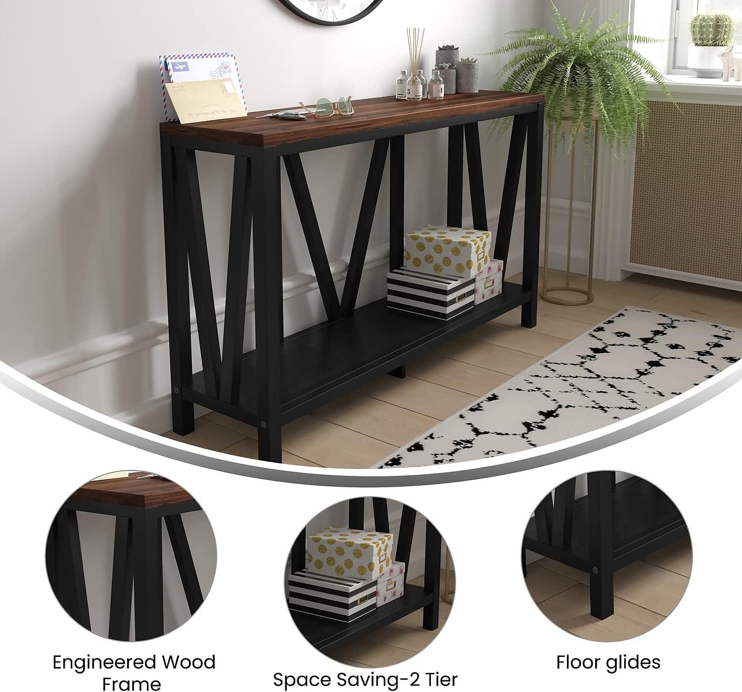 Flash Furniture Charlotte Modern 2-Tier Farmhouse Entryway Living Room Console Accent Table