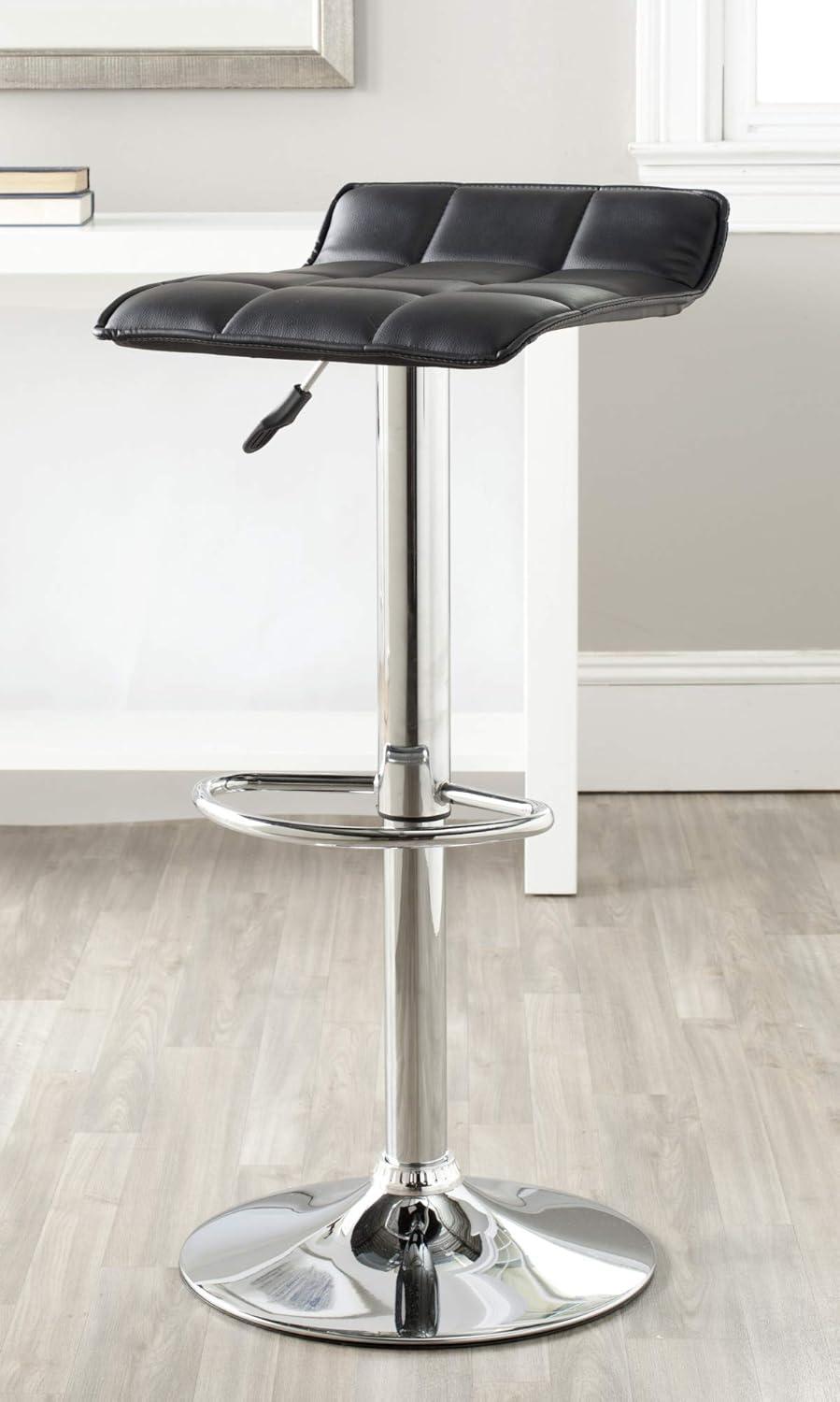 Lamita White Adjustable Swivel Bar Stool with Chrome Base