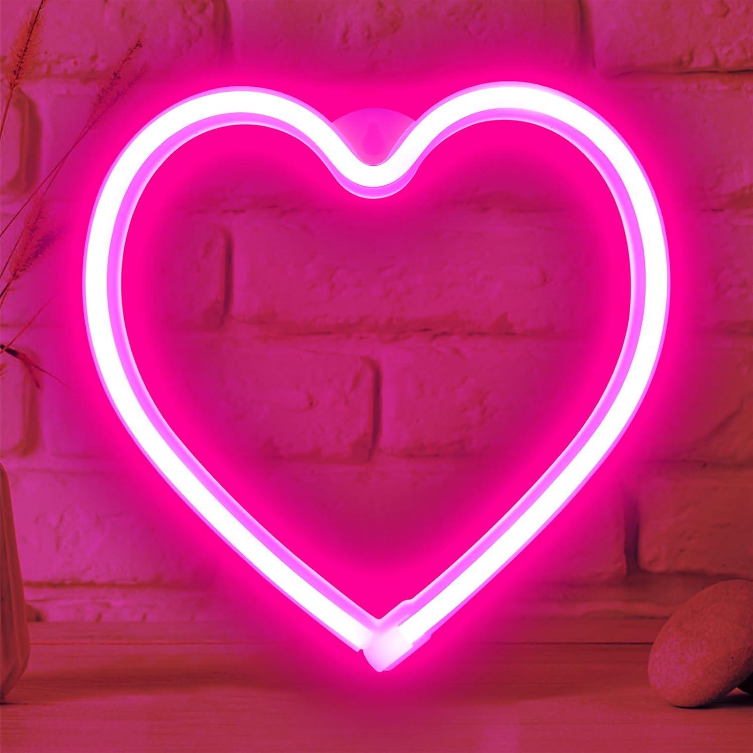 Neon Signs for Wall Decor Love and Heart Pink Neon Lights Signs Powered by USB/Batteries, Acrylic Neon Lights for Girls Kids Bedroom, Wedding, Bar, Christmas Gift, Decoration