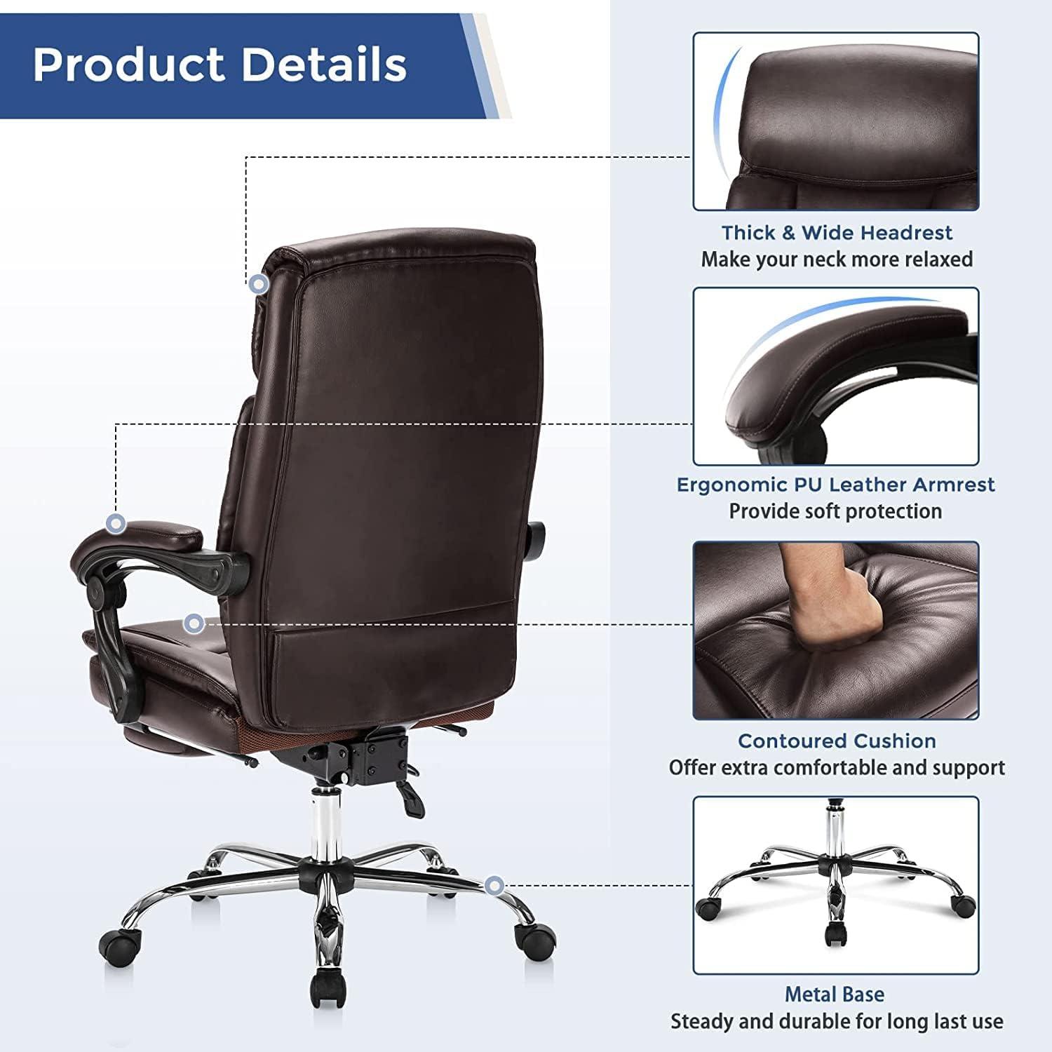 Brown Leather Ergonomic High Back Executive Swivel Chair