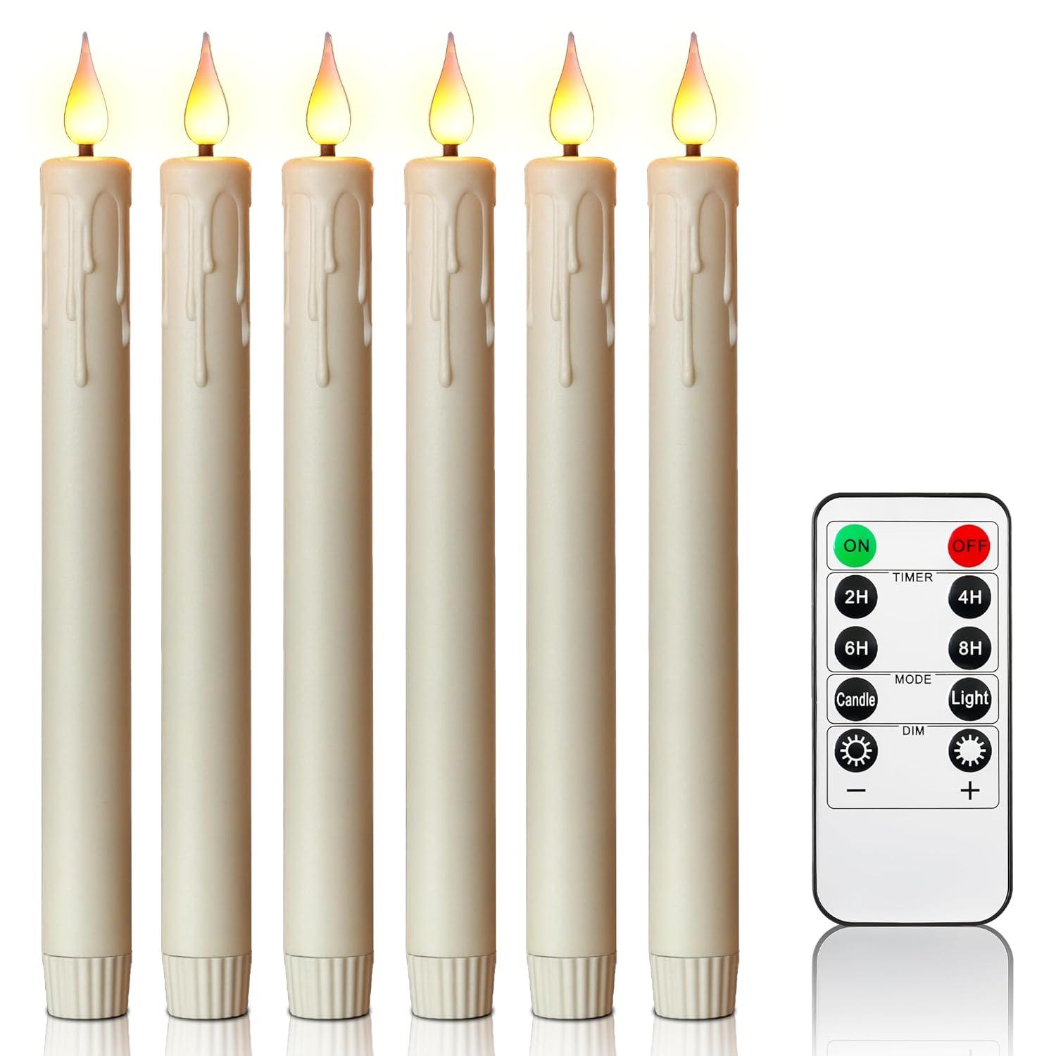 6PCS LED Taper Candle Light, Flashing Electric Fake Candle with Remote Control, Battery Powered Candle Light