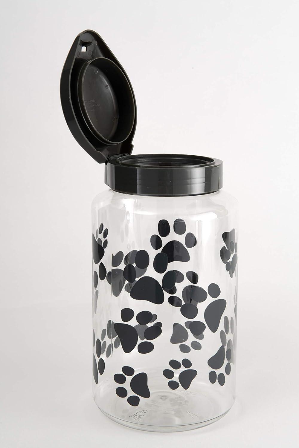 Large Clear Plastic Airtight Dog Treat Jar with Black Lid