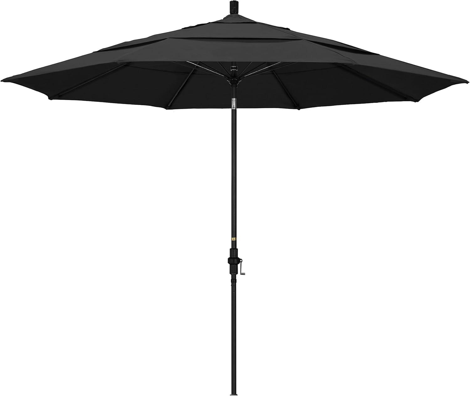 11 ft. Black Aluminum and Fiberglass Market Patio Umbrella