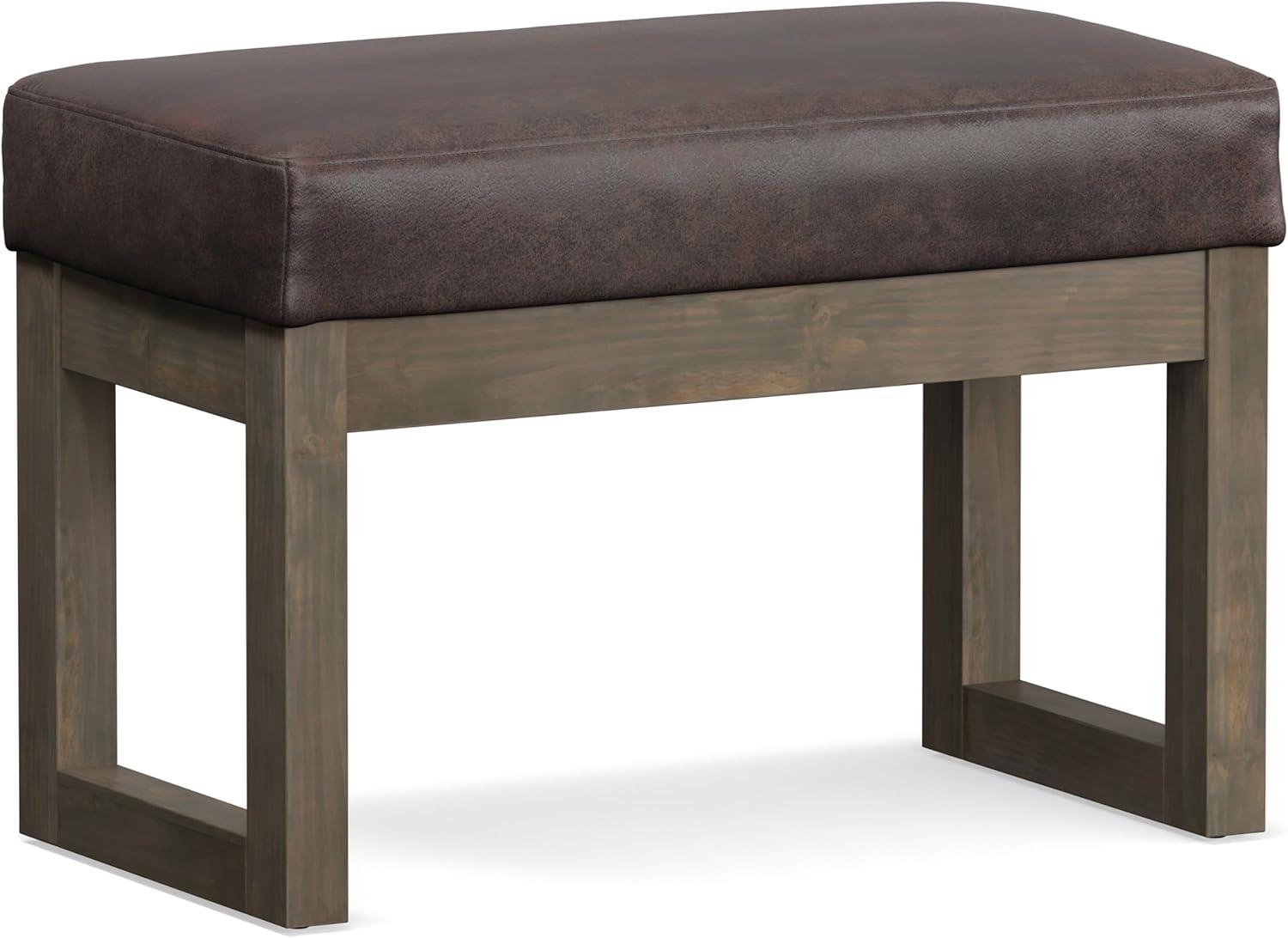 Simpli Home Milltown Ottoman Bench with Upholstered Seat and Solid Wood Frame