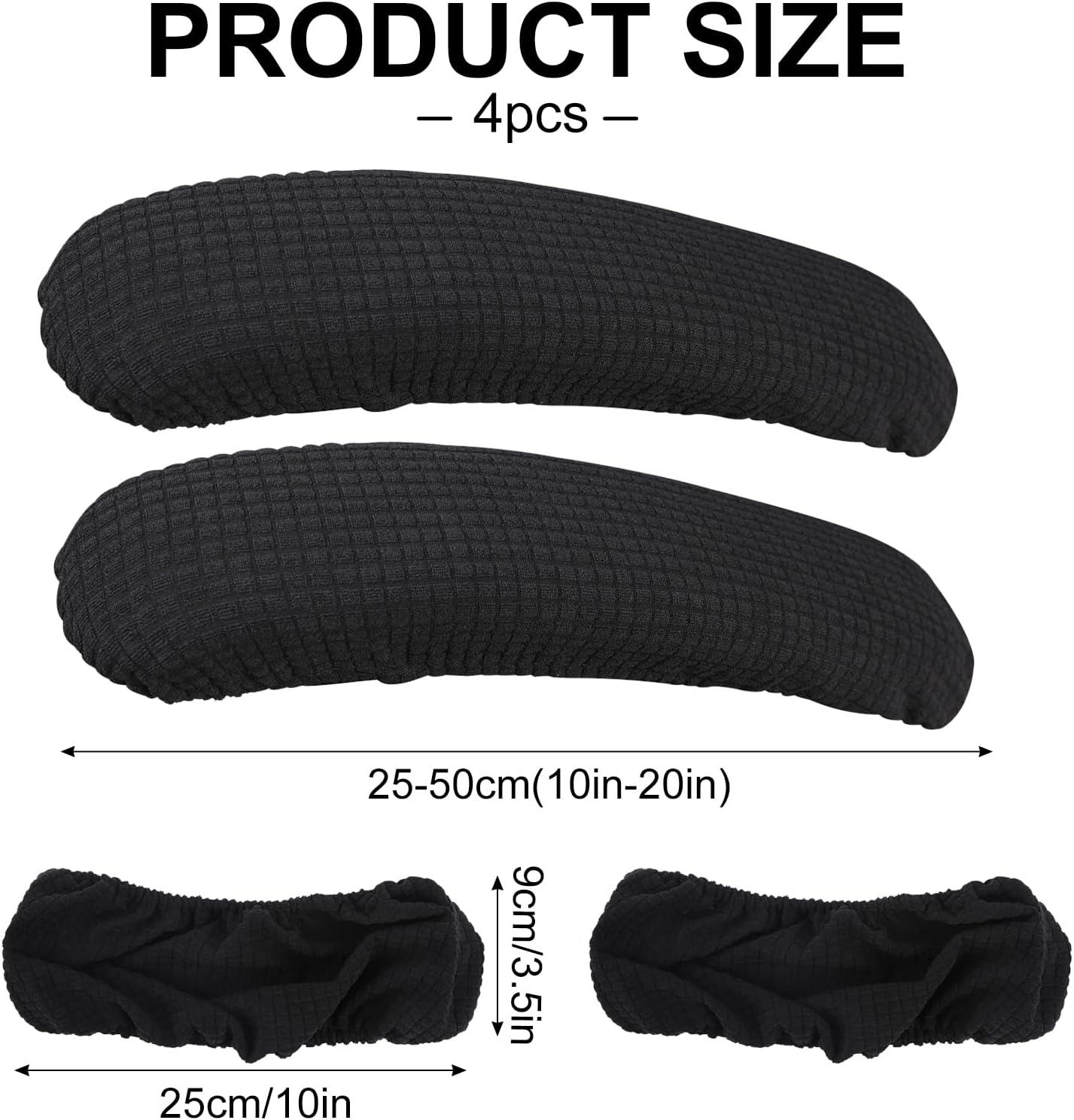 4 Pieces Office Chair Wheelchair Arm Covers, Removable Rotating Chair Stretch Armrest Cover, GIXUSIL Washable Polyester Armrest Pads Rest Slipcovers for Home Office Computer Chairs (Black)