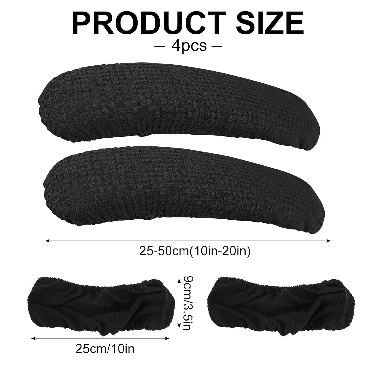 4 Pieces Office Chair Wheelchair Arm Covers, Removable Rotating Chair Stretch Armrest Cover, GIXUSIL Washable Polyester Armrest Pads Rest Slipcovers for Home Office Computer Chairs (Black)