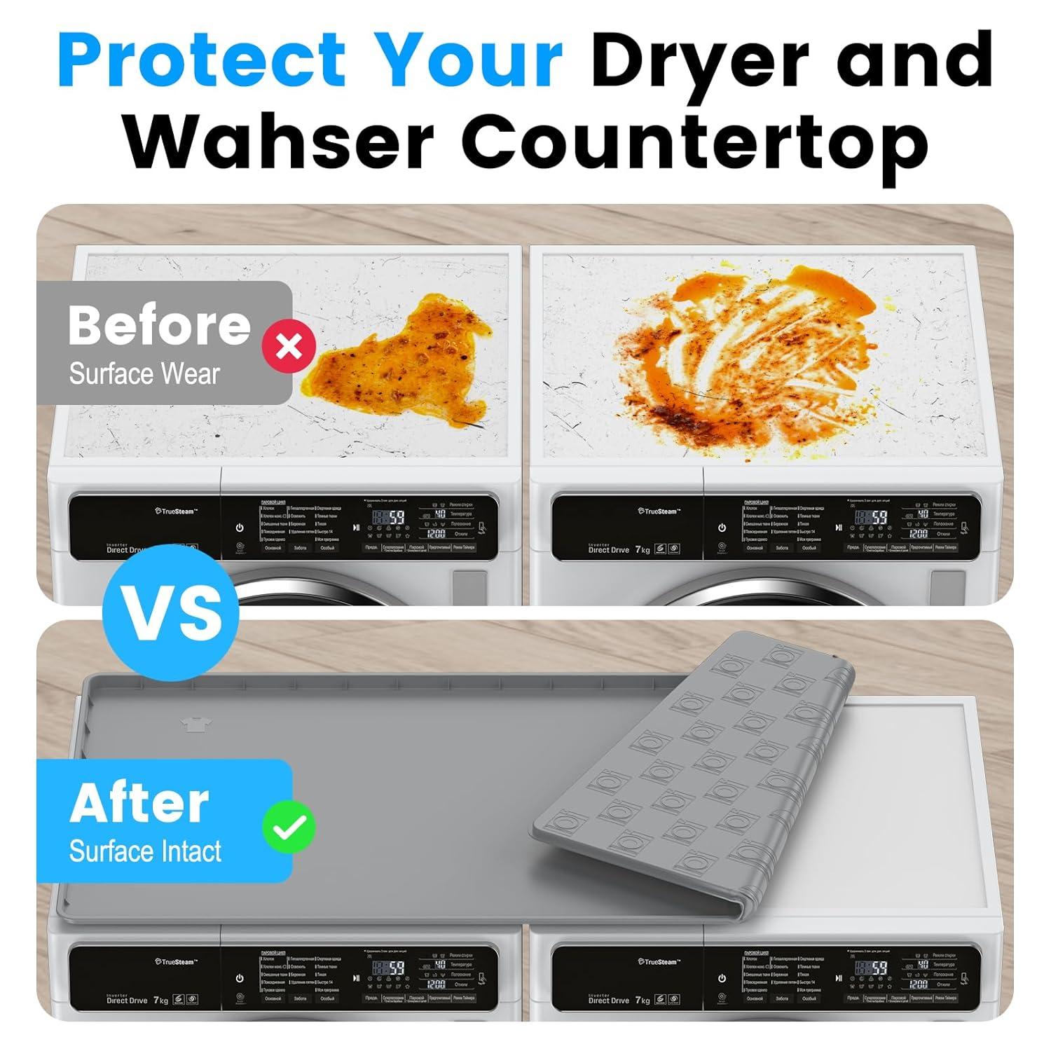 chuangyanUS Washer Dryer Countertop, 54"×26.8" Washer And Dryer Covers,Non-Slip Waterproof Washing Machine Cover Protector Top Load