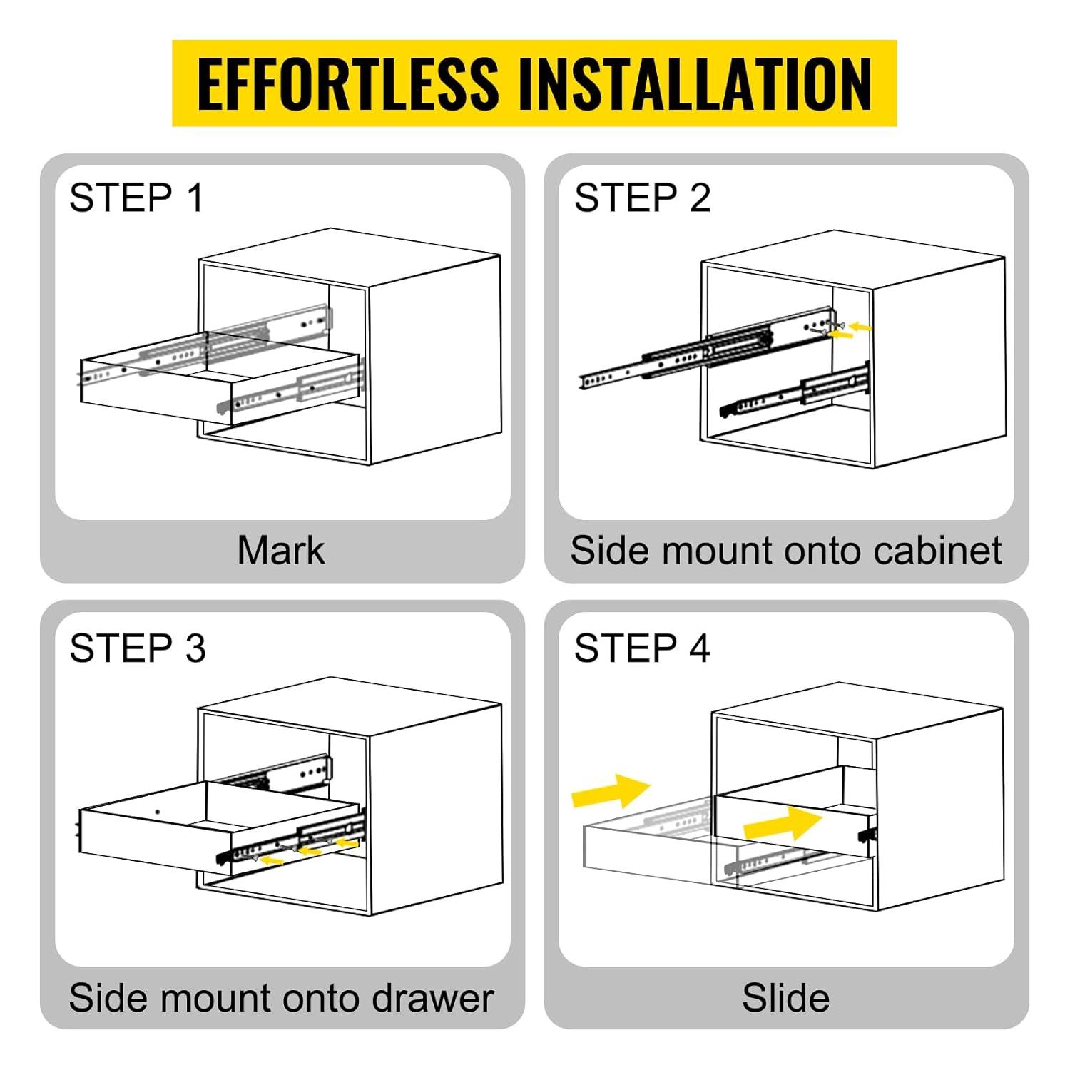 VEVOR Full Extension Soft Close Side Mount Metal Drawer Slide (Set of 2)