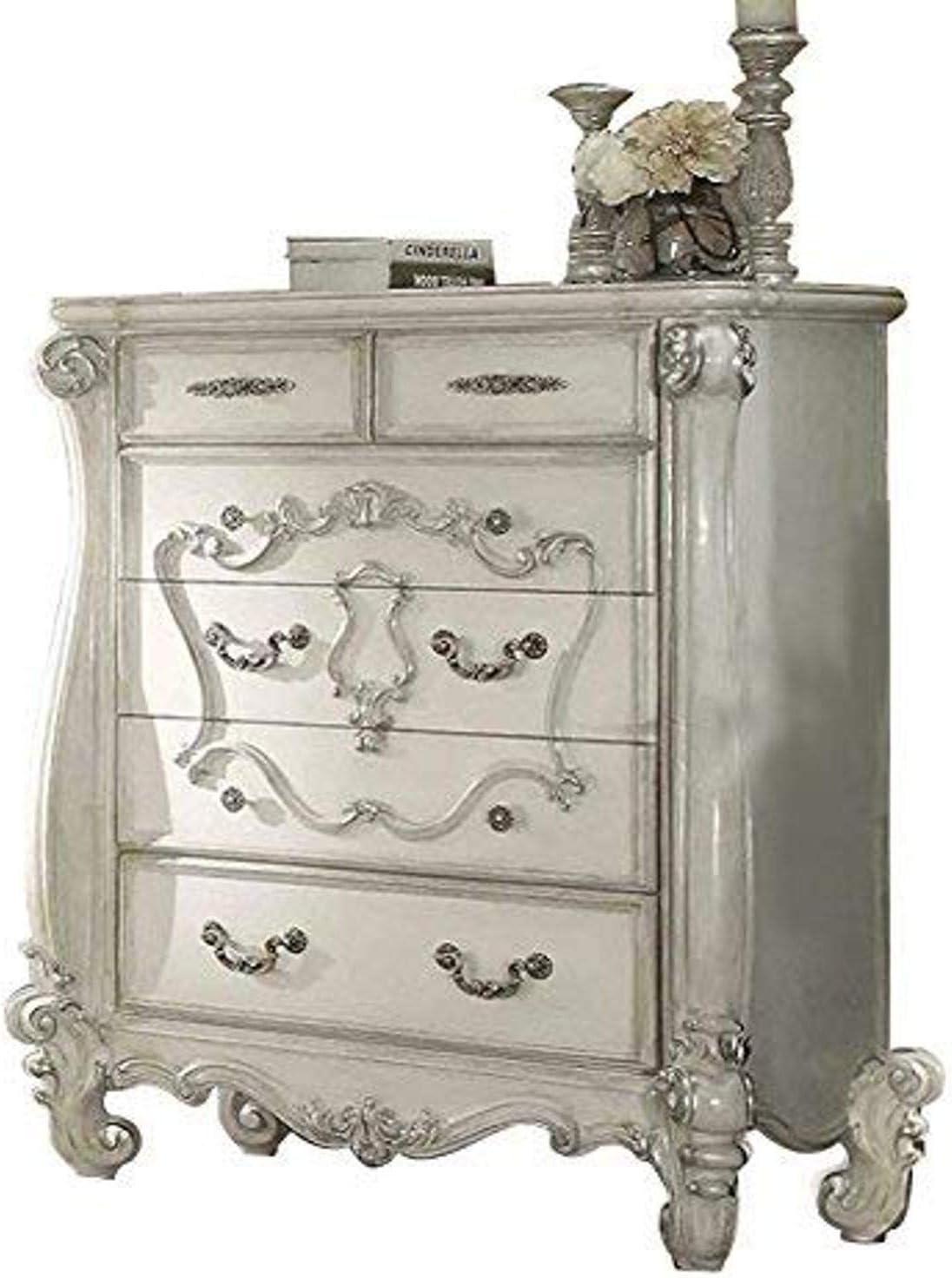 47" Versailles Bedroom Sets Bone White - Acme Furniture: Royal Style, 5-Drawer Storage