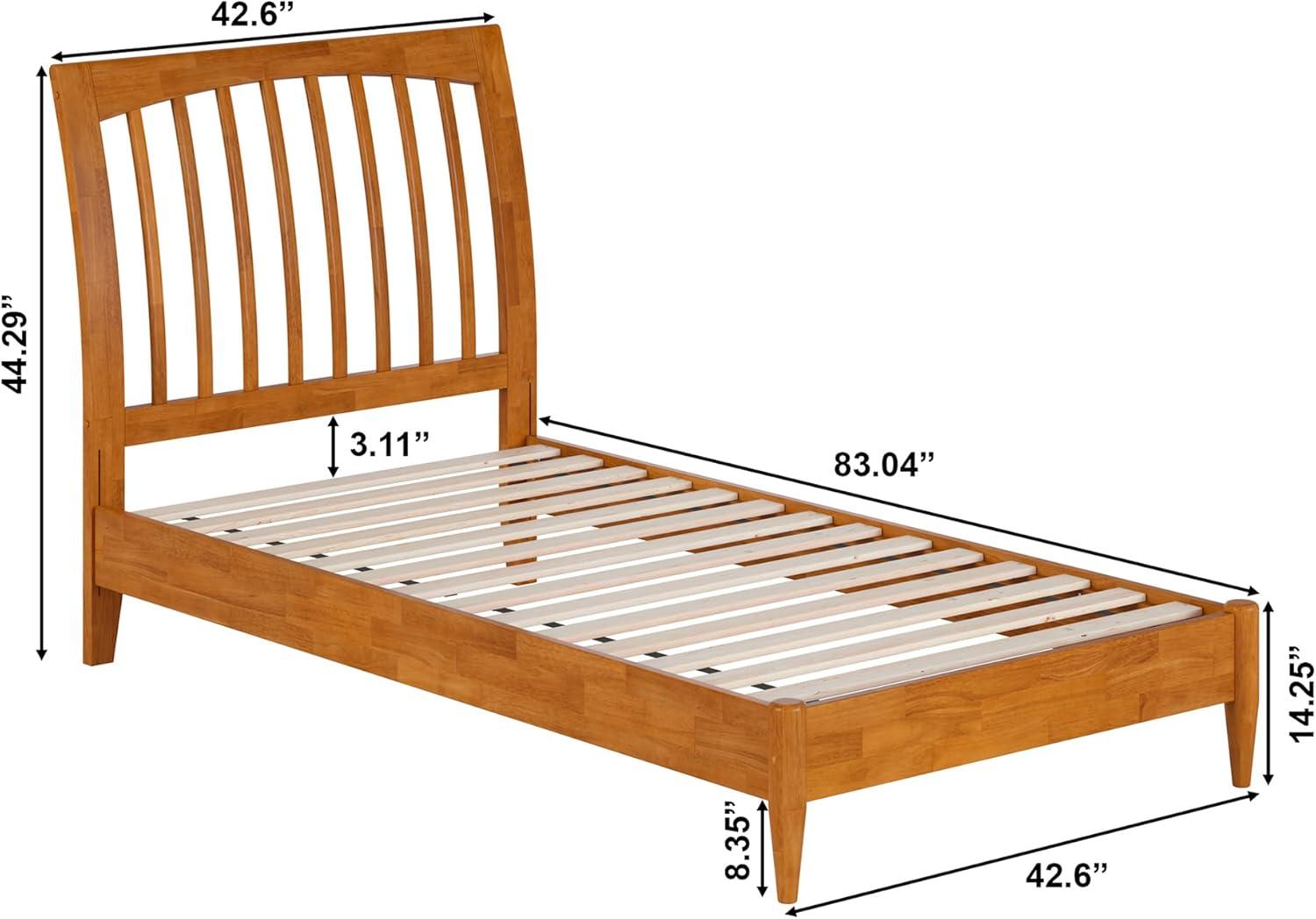 AFI Orleans Queen Solid Wood Low Profile Sleigh Platform Bed, Light Toffee