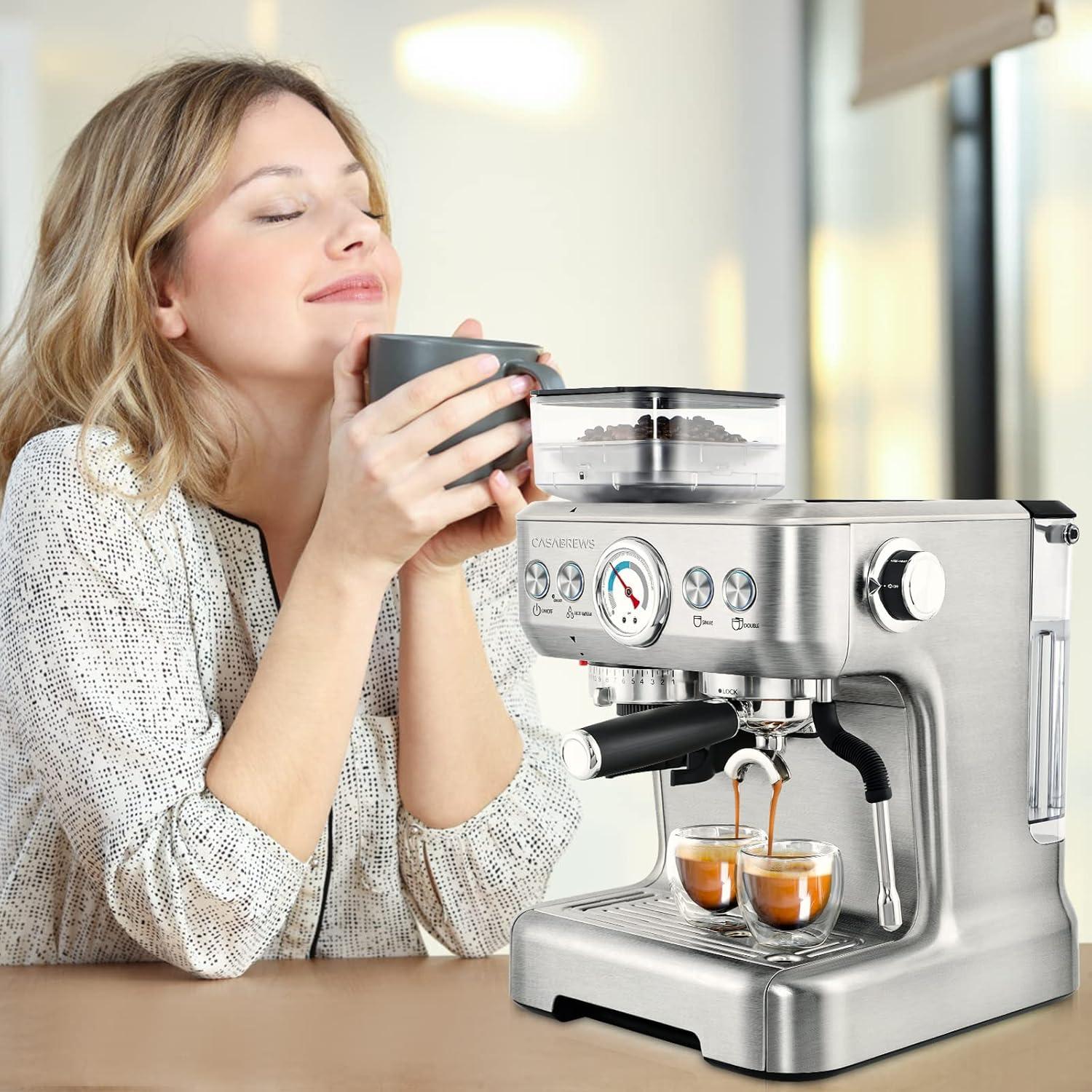 CASABREWS All-in-One Espresso Machine with Grinding Memory Function