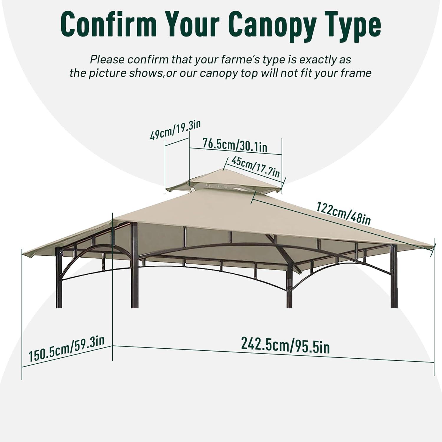 Beige Polyester Double Roof Grill Gazebo Canopy Top