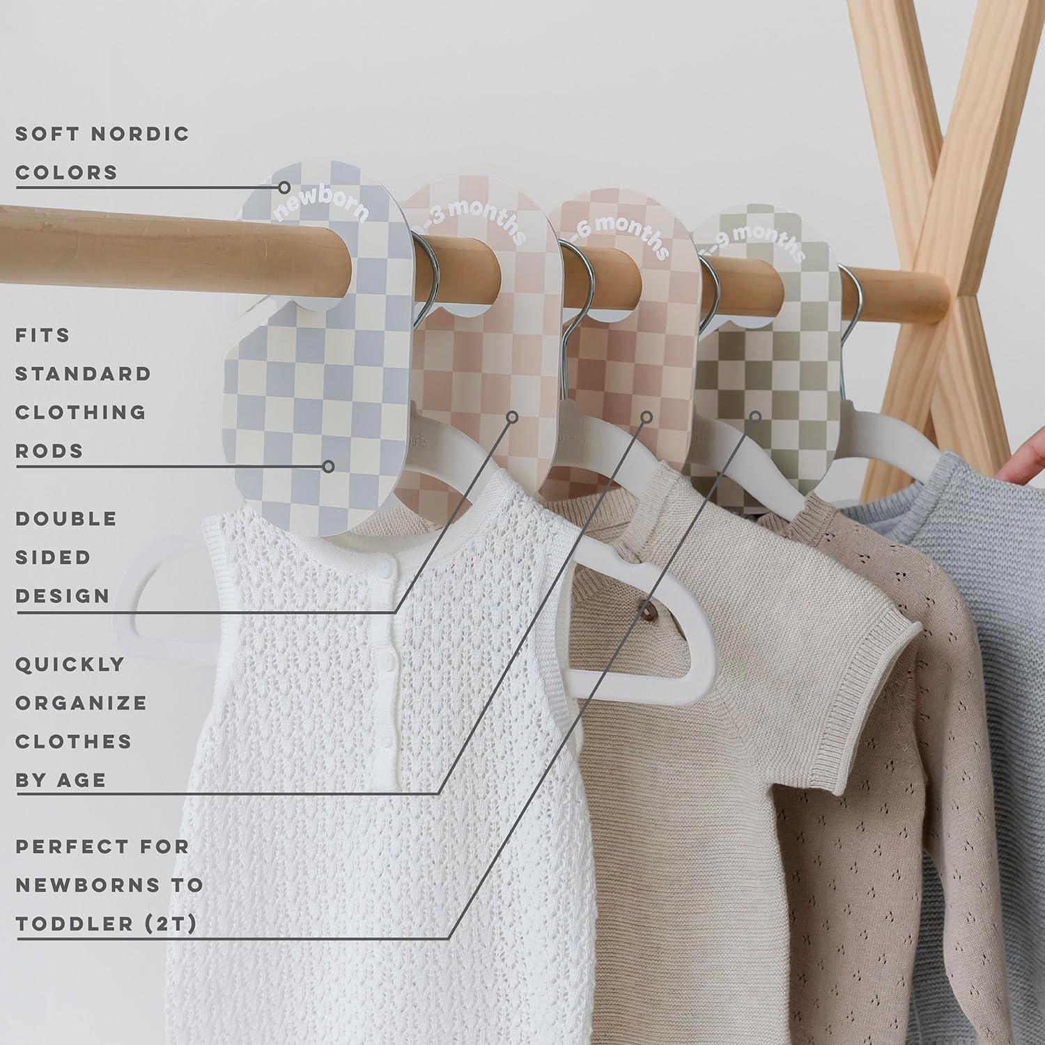 3 Sprouts 3 Sprouts Baby Closet Dividers (Newborn To 24 Months) – Pack Of 8 - Checkerboard