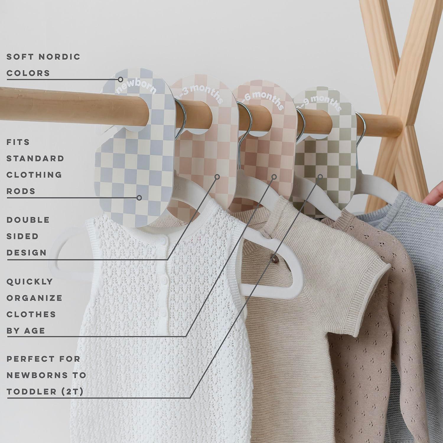 3 Sprouts 3 Sprouts Baby Closet Dividers (Newborn To 24 Months) – Pack Of 8 - Checkerboard