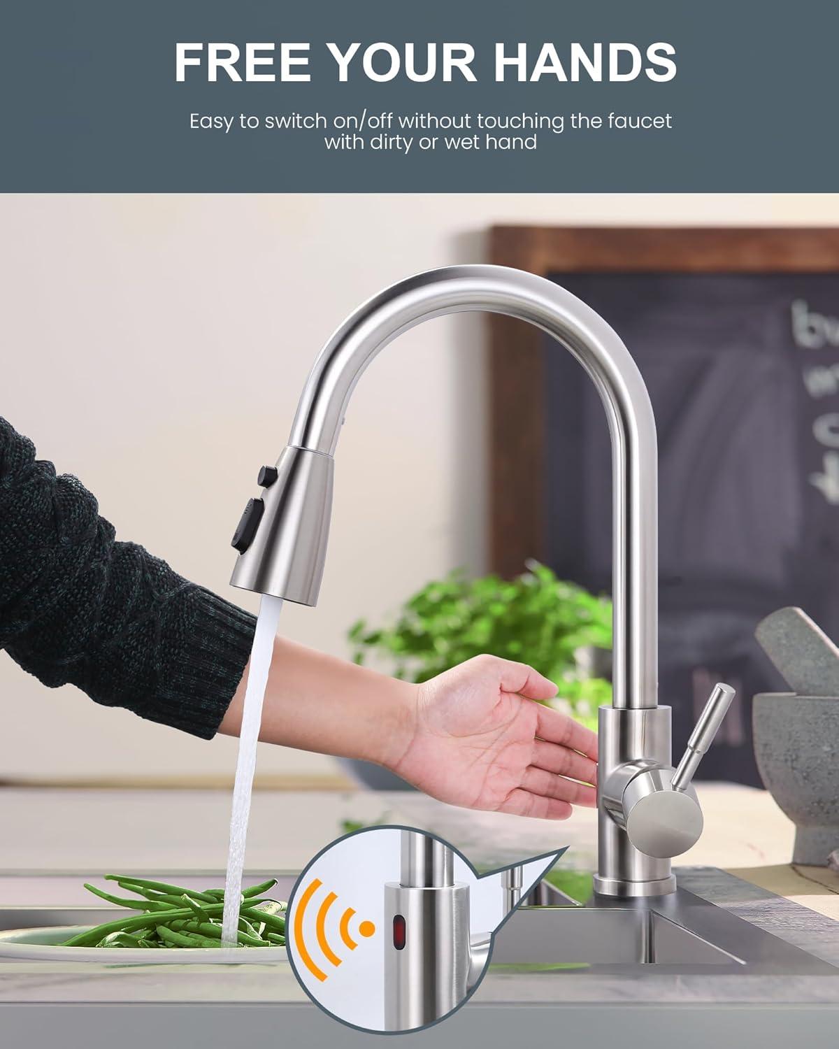 Stainless Steel Touchless Kitchen Faucet with Sprayer