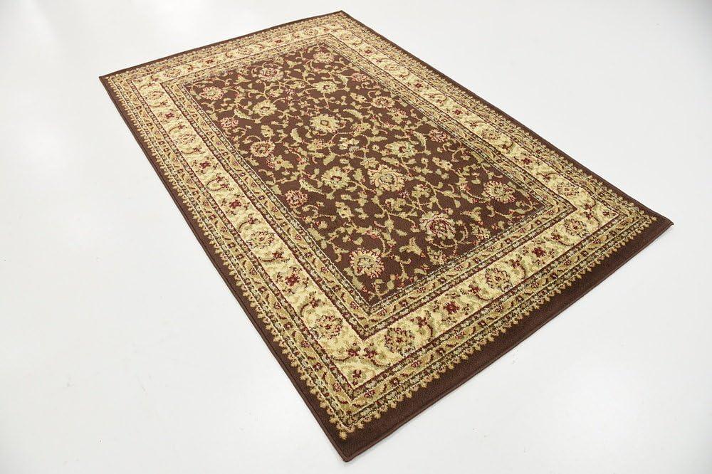 Classic Elegance 4' x 6' Brown Floral Synthetic Area Rug