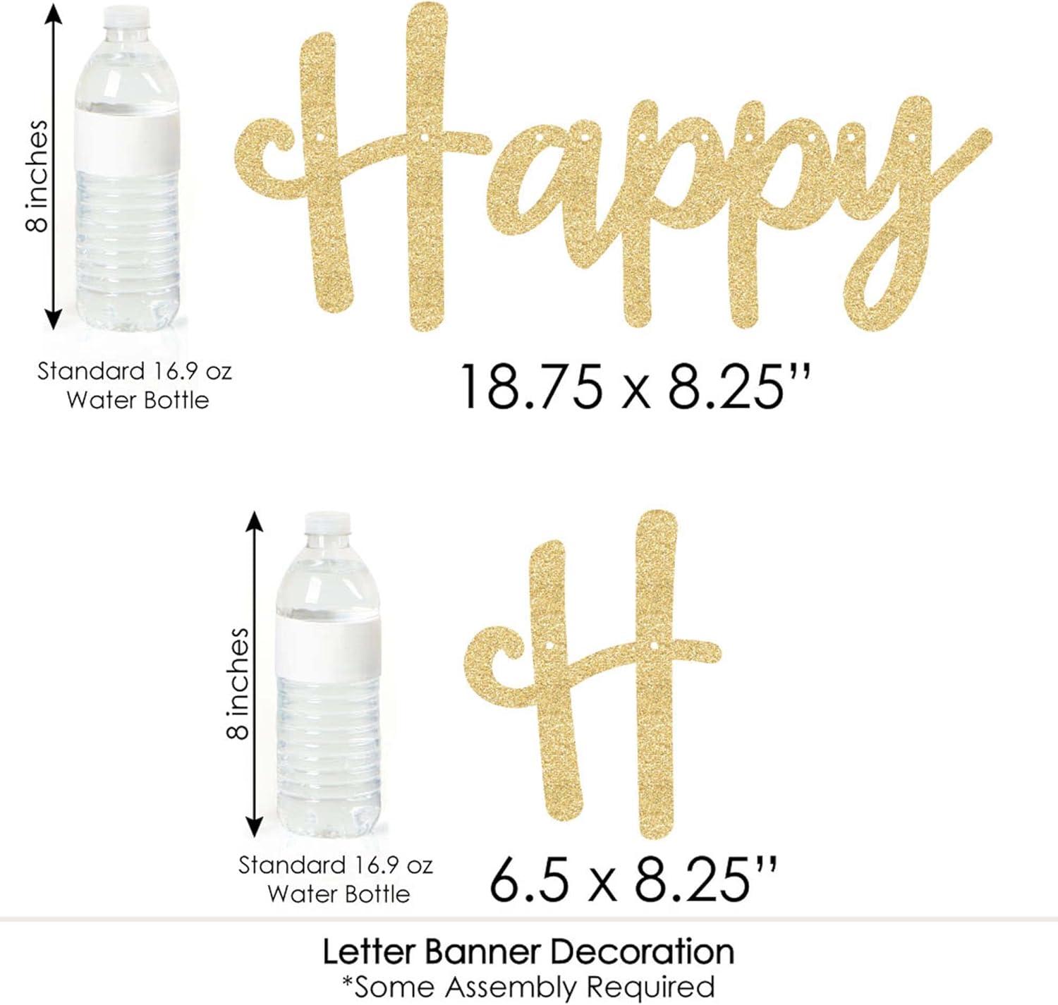 Big Dot of Happiness Happy Hanukkah - Chanukah Letter Banner Decoration - 36 Banner Cutouts & No-Mess Real Gold Glitter Happy Hanukkah Banner Letters