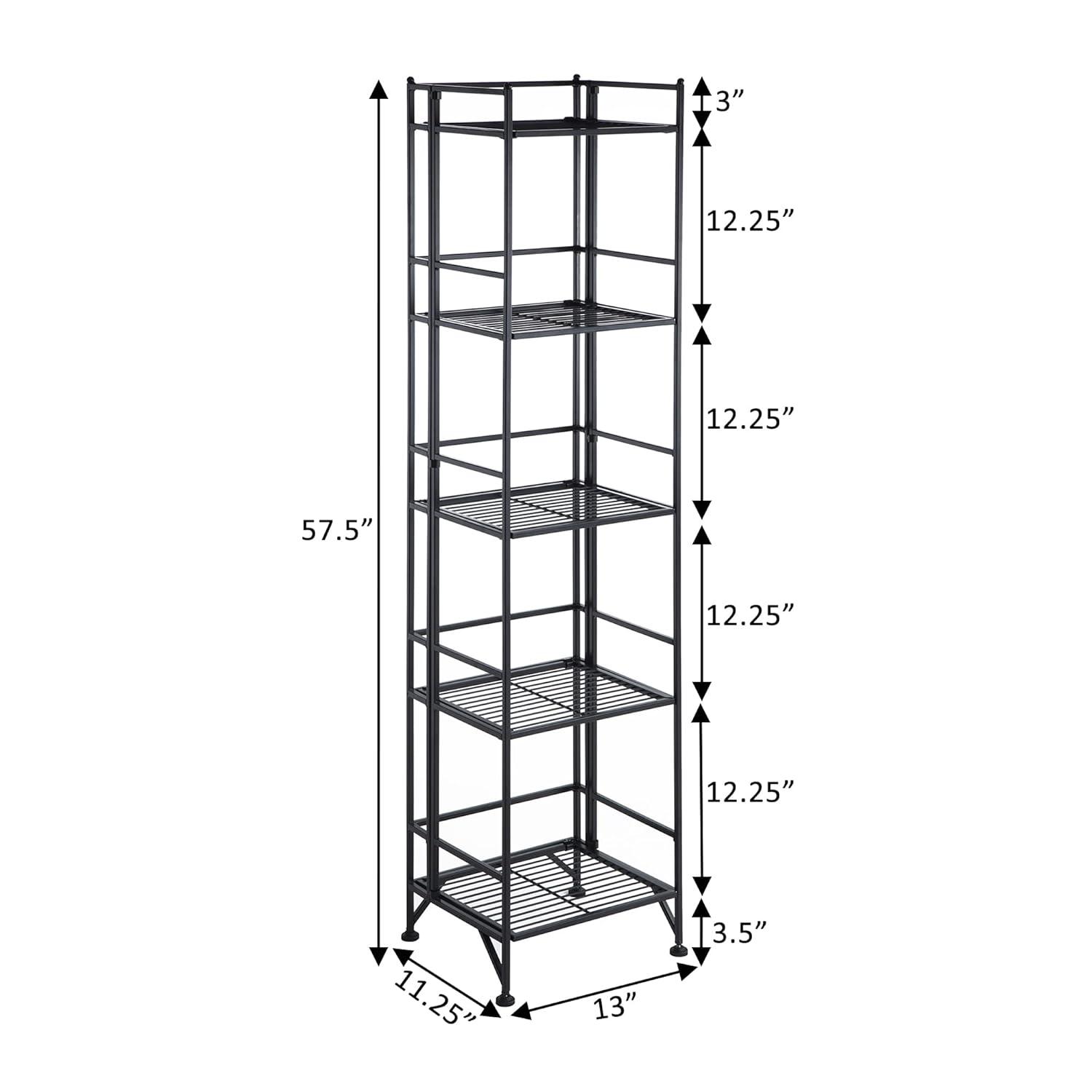 Convenience Concepts Designs2Go 5-Tier Folding Metal Shelf in Black Metal Finish