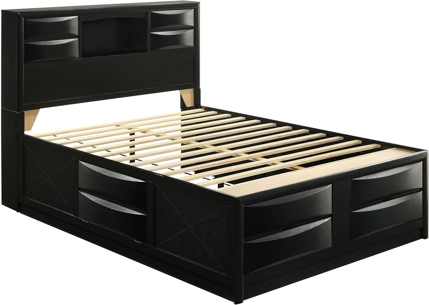 Briana Storage Bedroom Set with Bookcase Headboard Black