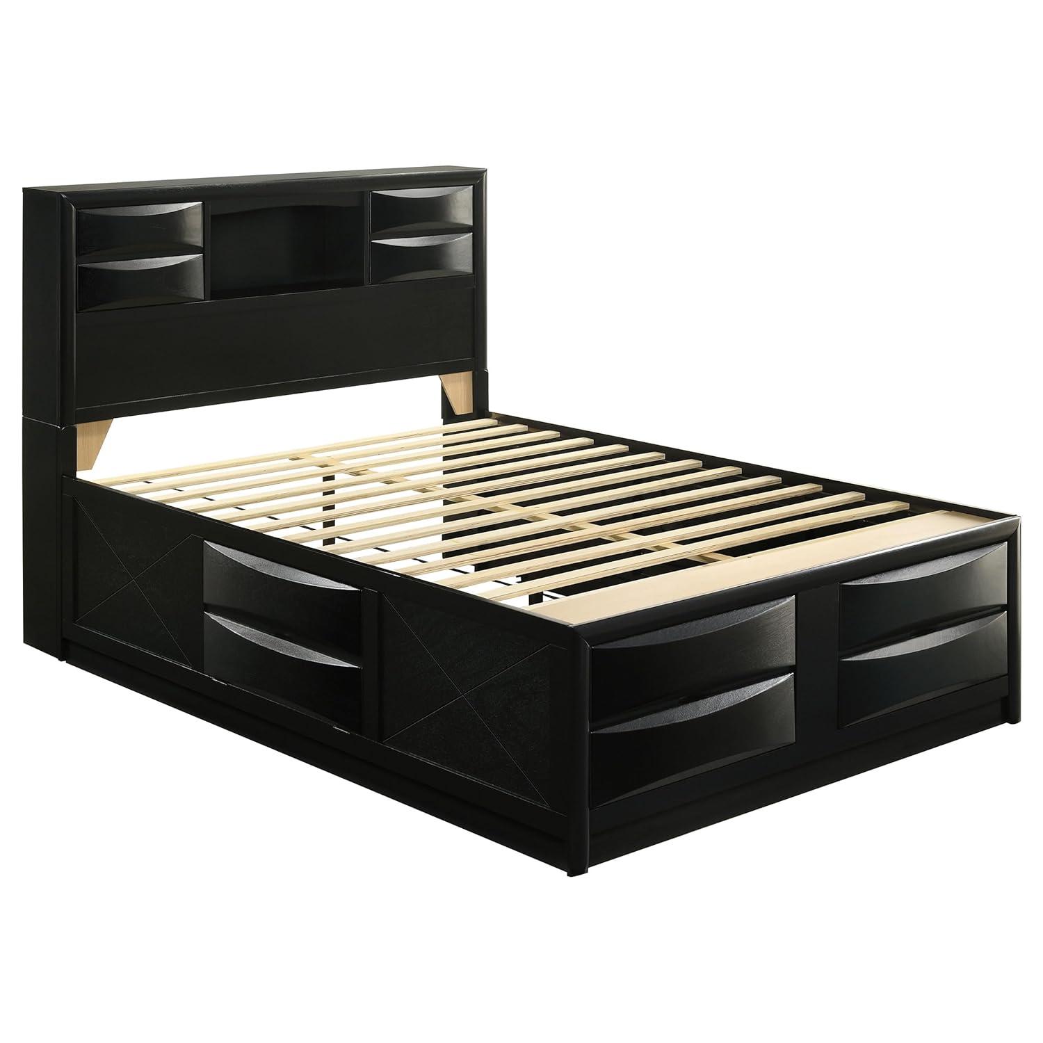 Briana Storage Bedroom Set with Bookcase Headboard Black