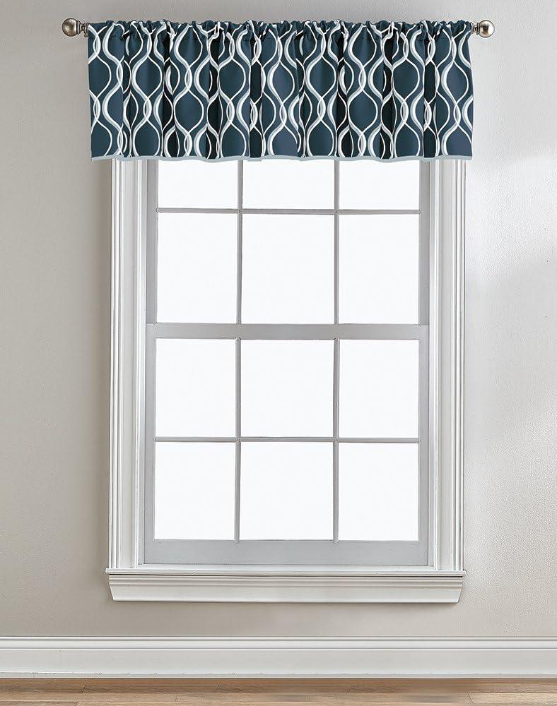 CHF Morocco Poletop Valance Geometric, 50"x36", Navy, Polyester. Adult