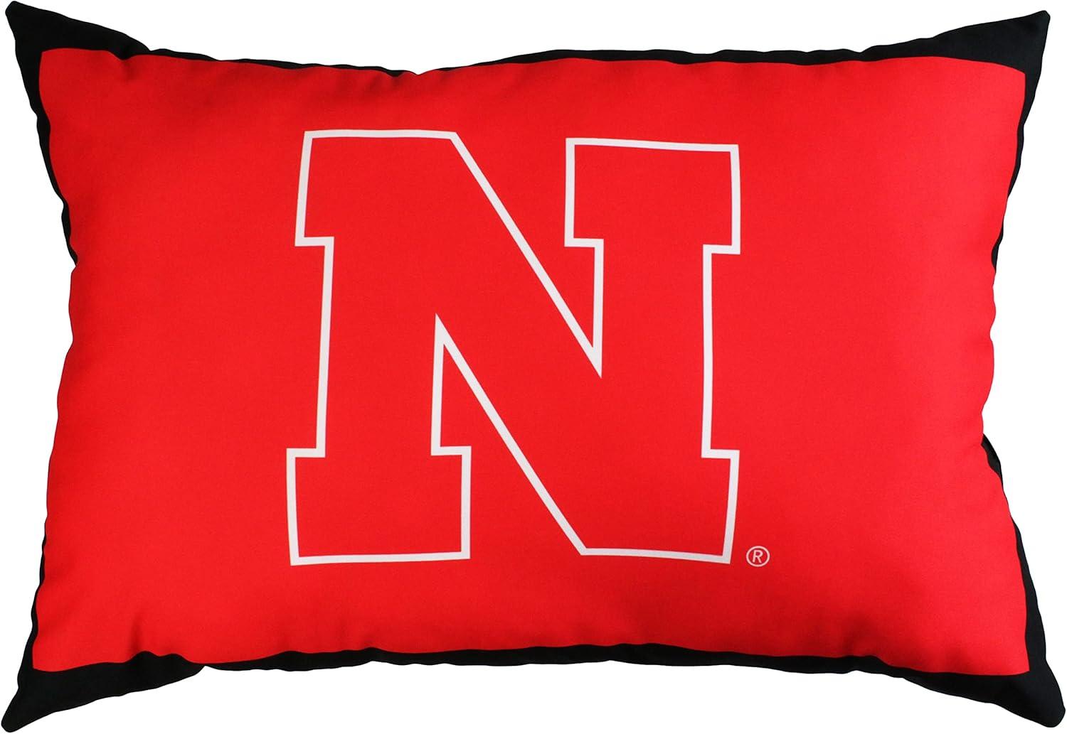 Nebraska Cornhuskers Red Polyester Rectangular Throw Pillow