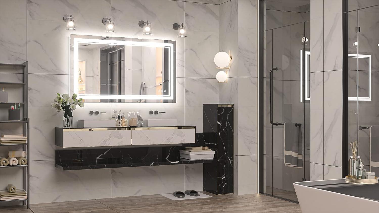 Ivy Bronx Keonjinn 40 X 24 In LED Bathroom Mirror With Lights, Adjustable 3 Color Lights, LED Vanity Mirror, Wall Mounted Anti-Fog Dimmable Mirror, UL Listed LED Driver, HD Tempered Glass(Horizontal/Vertical)