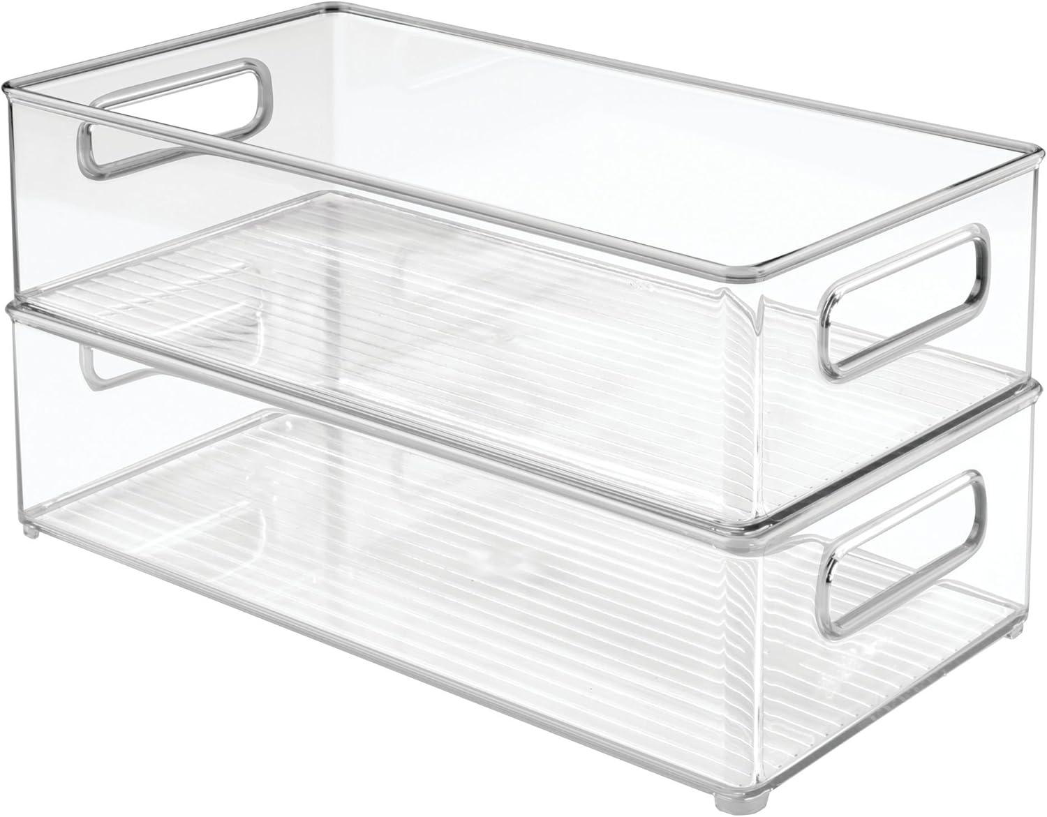 iDesign, Refrigerator, Freezer, and Pantry Storage Bins, Clear, 2 Pack, Recycled Plastic