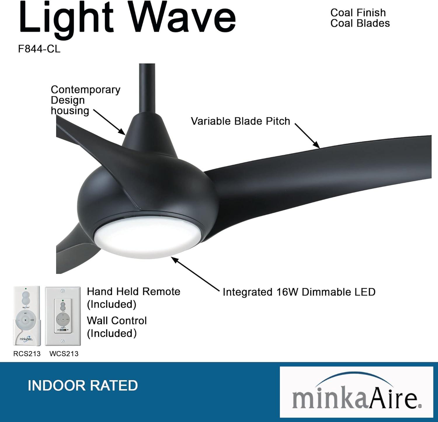 52" Wave 3 - Blade LED Propeller Ceiling Fan with Remote Control and Light Kit Included