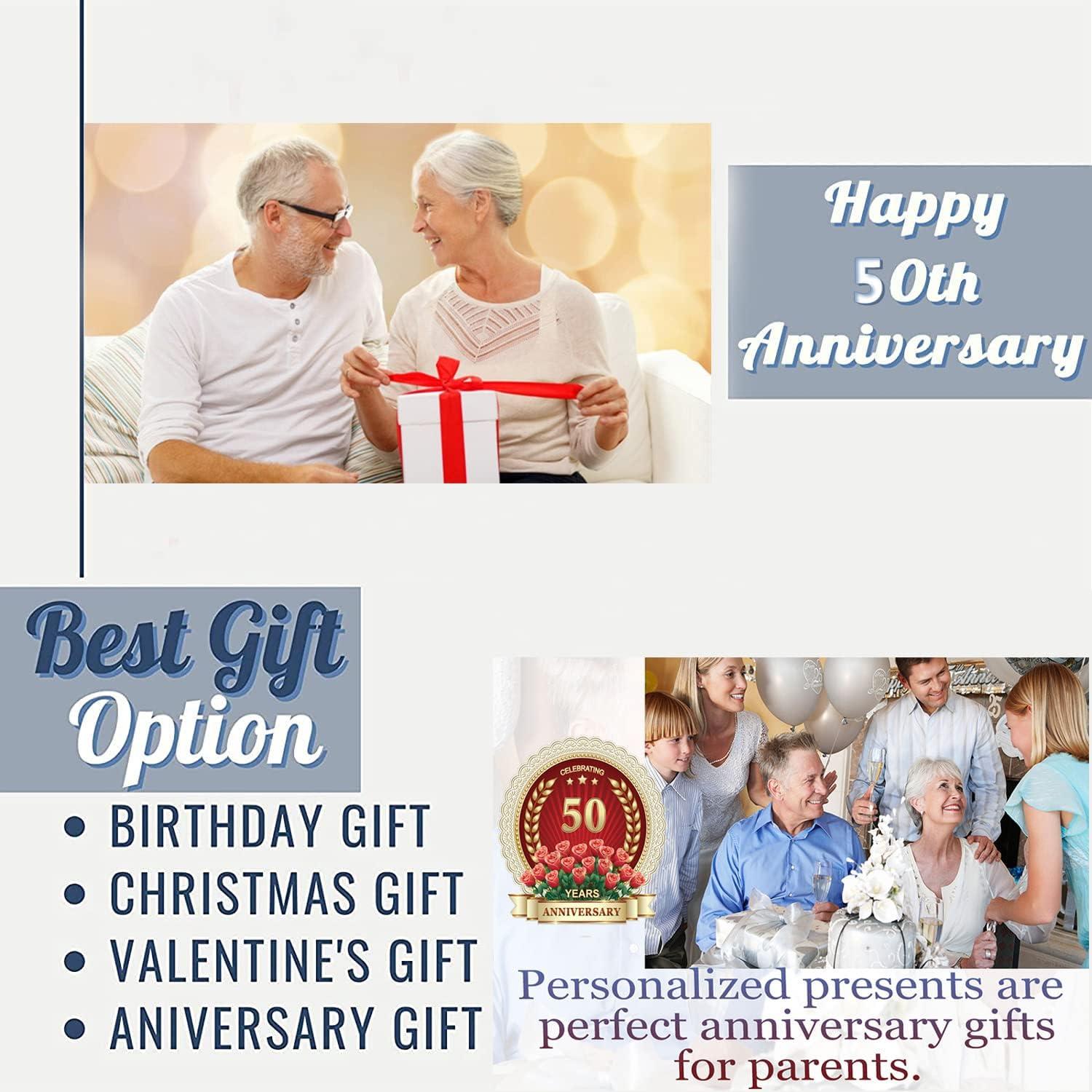 50th Anniversary Blanket Gifts, Golden 50th Wedding Anniversary Couple Gifts for Husband, Wife, Dad, Mom, Grandpa, Grandma, Grandparents, 50 Years of Marriage Gift Blanket 60"X 50"