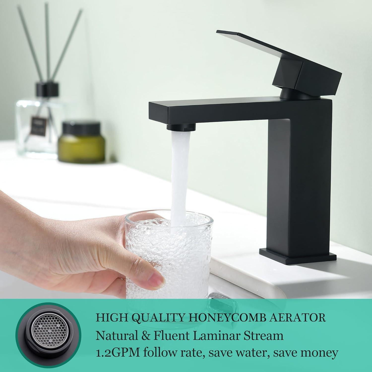 Gold Vessel Sink Faucet, Brushed Gold Tall Single Handle Bathroom Vessel Sink Faucet 1 Hole, Modern Stainless Steel Restroom Vanity Faucet with Metal Pop Up Drain and Water Supply Hose