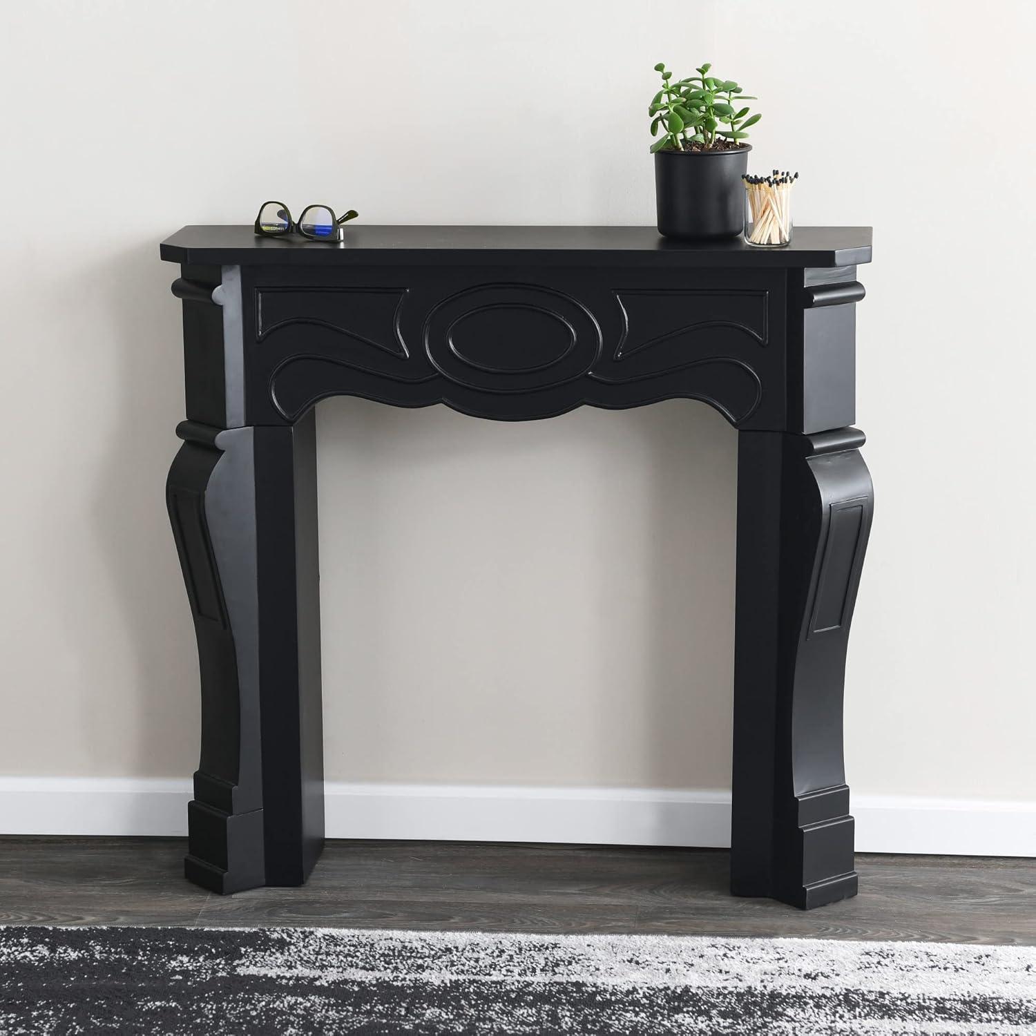 Storied Home Victorian Decorative Fireplace Mantel Black: Wall Mount, Fir Wood & MDF Frame, No Heat Output