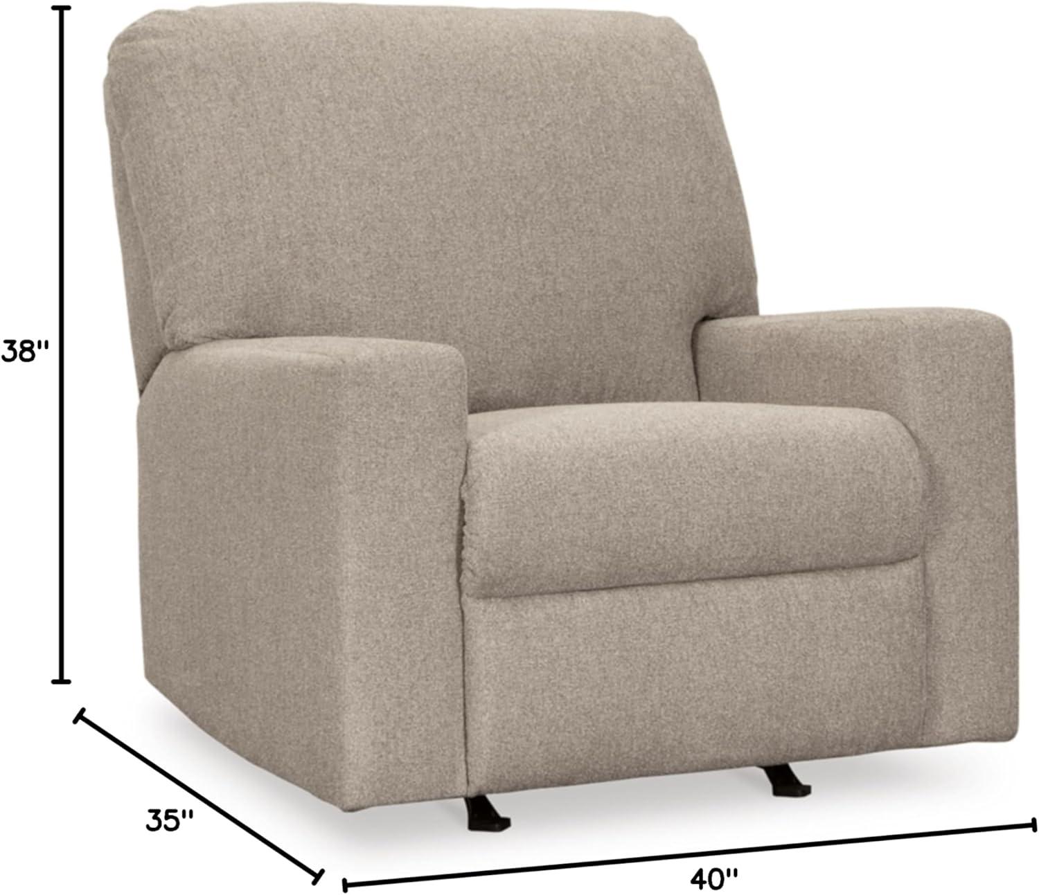 Parchment Beige Contemporary Recliner with Wide Track Arms