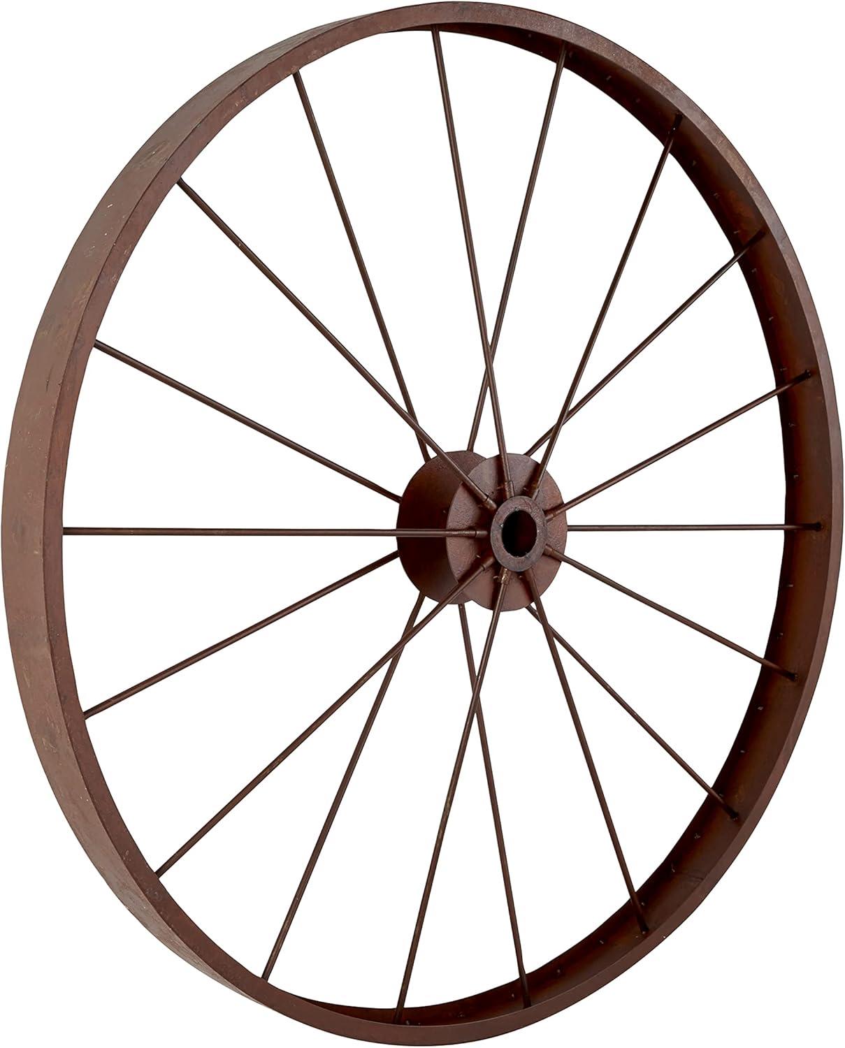 Decmode Large Red Metal Wheel Wall Decor, 43"