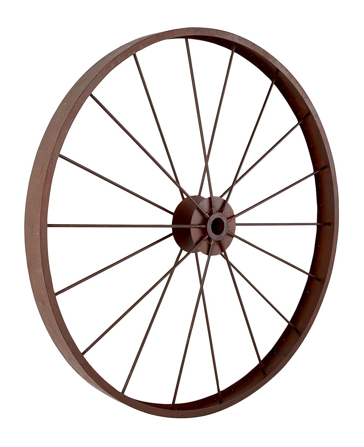 Decmode Large Red Metal Wheel Wall Decor, 43"