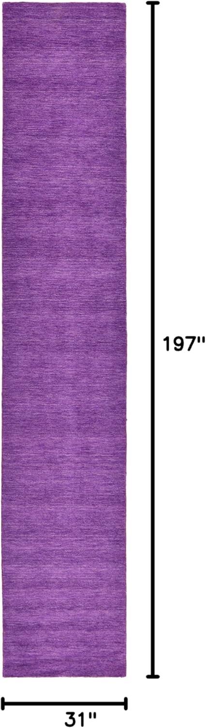 Handmade Purple Wool Runner Rug with Solid Pattern