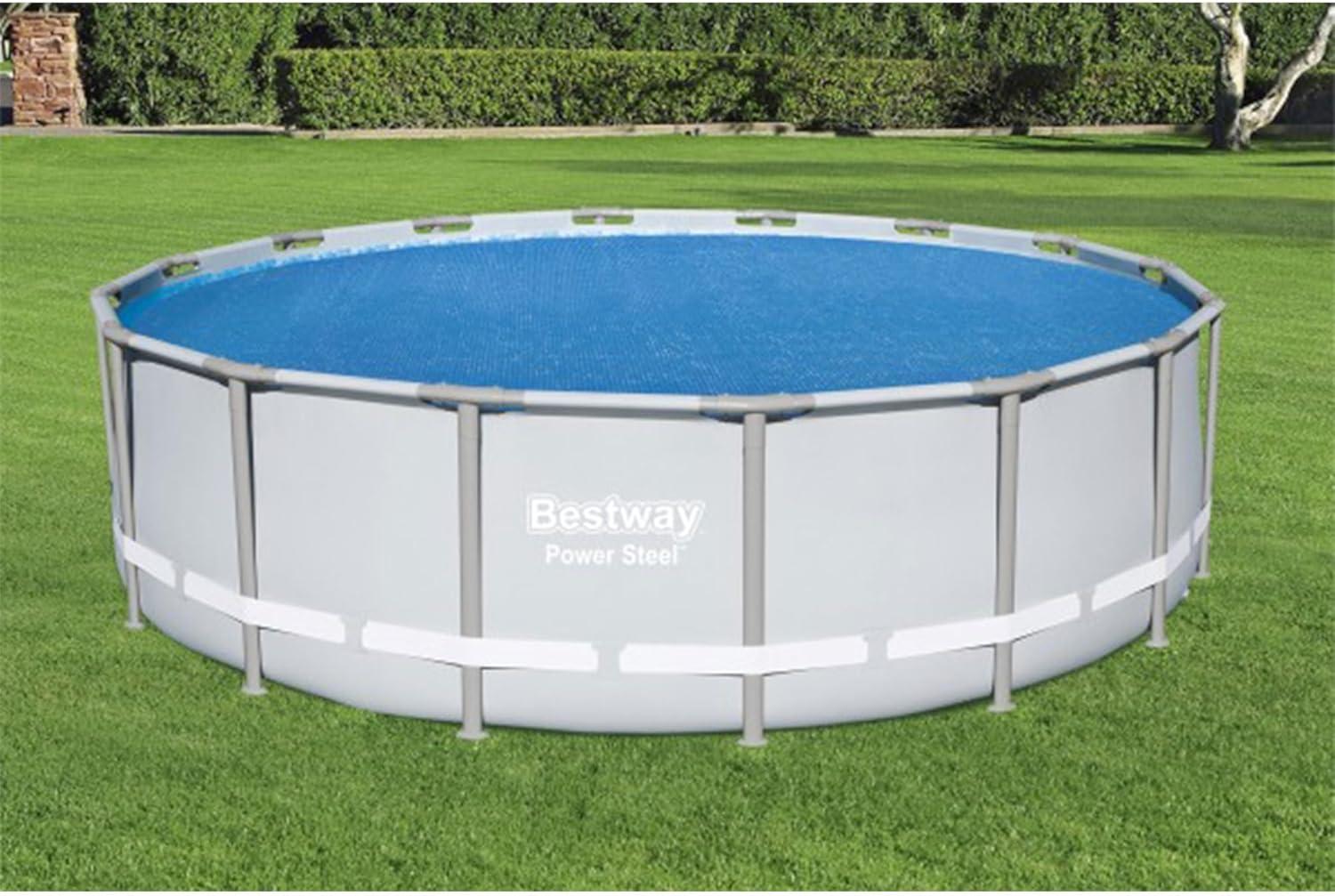 Bestway Flowclear 15 Feet Round Above Ground Solar Pool Cover Only for Pool Water Maintenance of Swimming Pools 16 Feet in Diameter, Blue