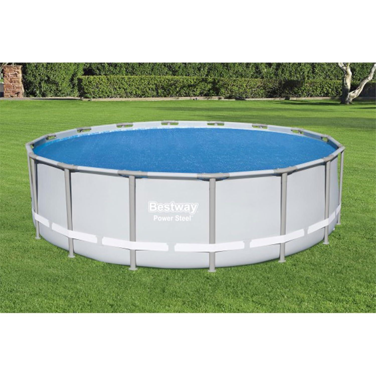 Bestway Flowclear 15 Feet Round Above Ground Solar Pool Cover Only for Pool Water Maintenance of Swimming Pools 16 Feet in Diameter, Blue